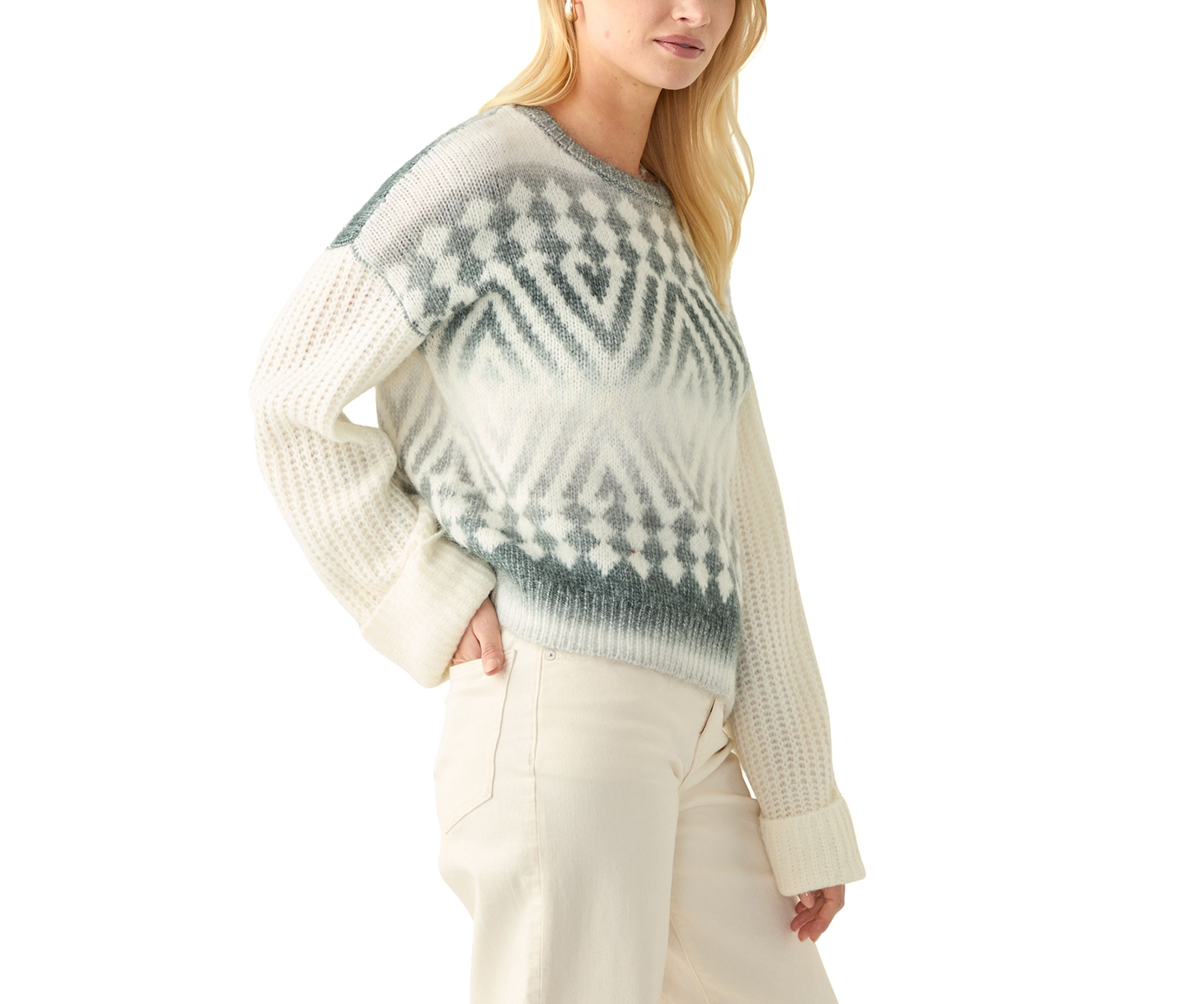 Womens Geometric Print Sweater