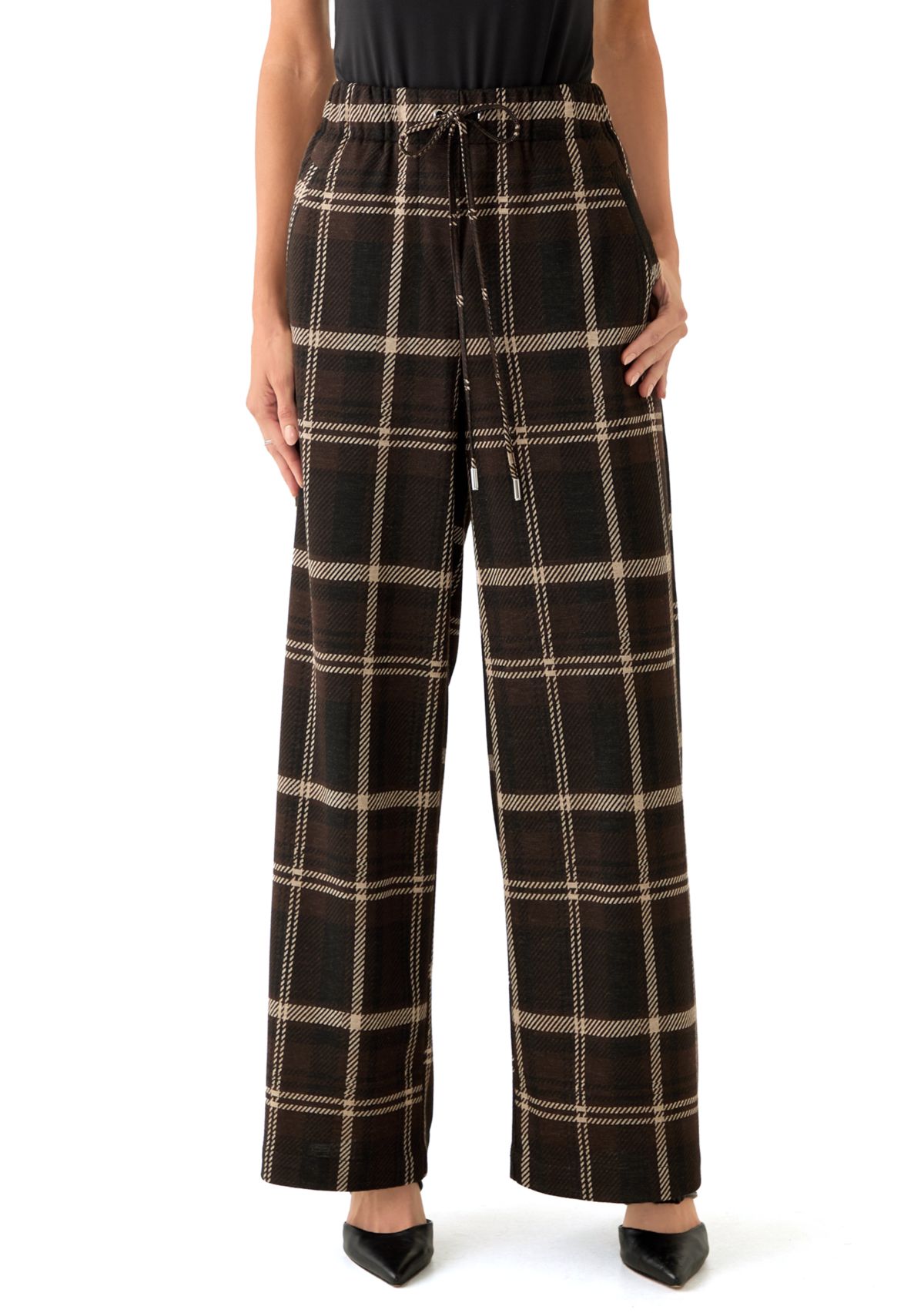 Womens Wide Leg Plaid Pants