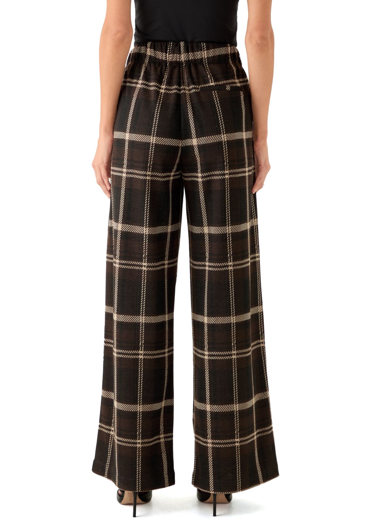 Womens Wide Leg Plaid Pants