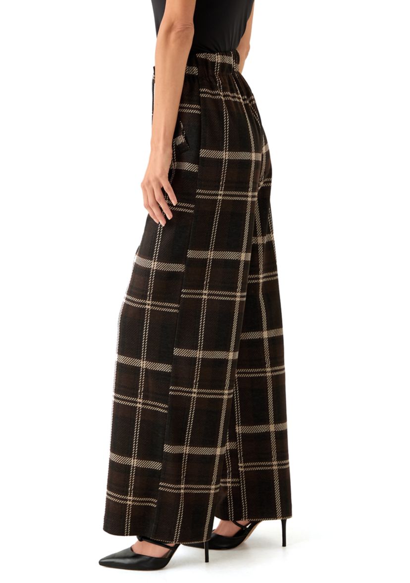Womens Wide Leg Plaid Pants