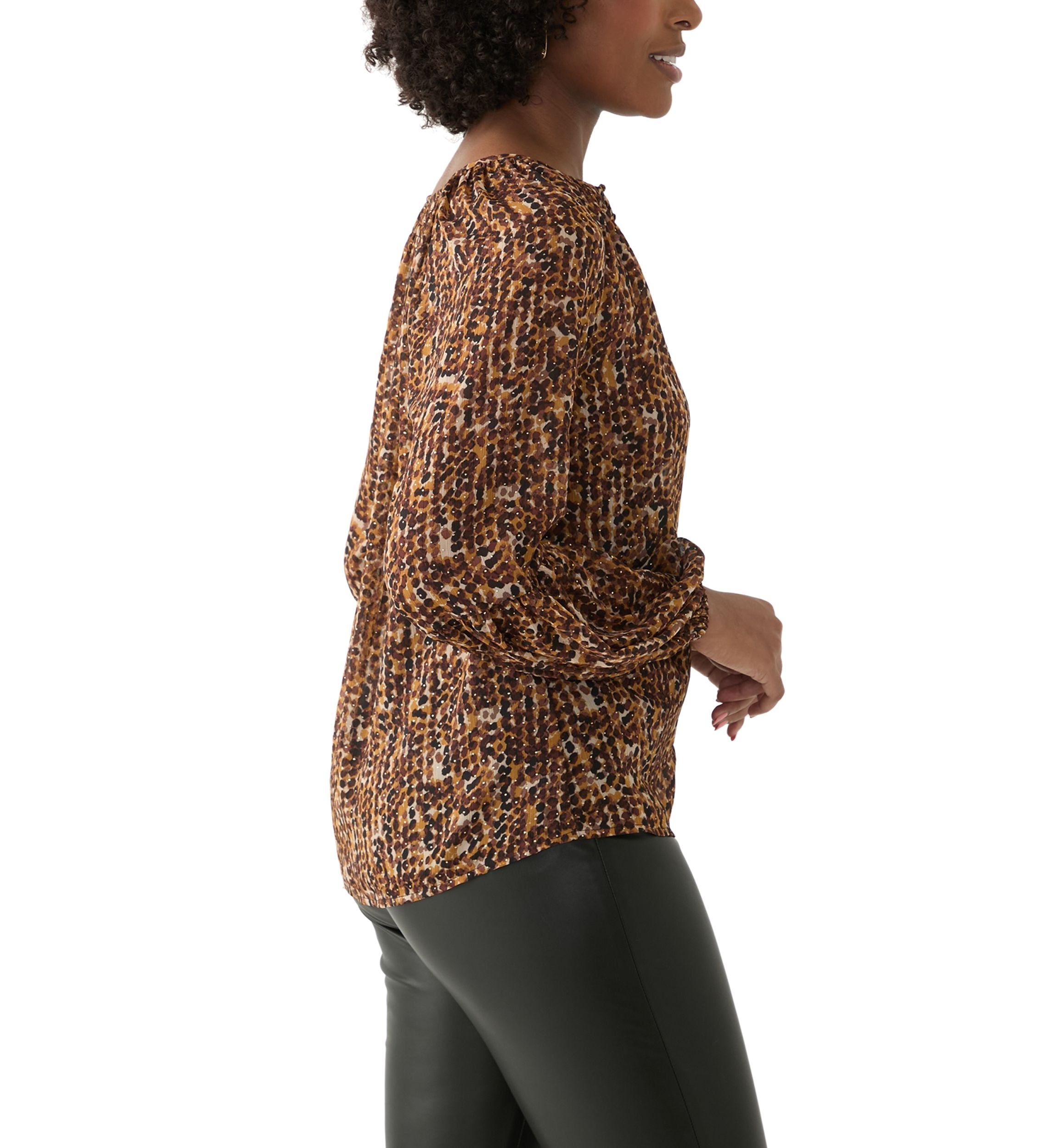 Womens Printed Lurex Blouse