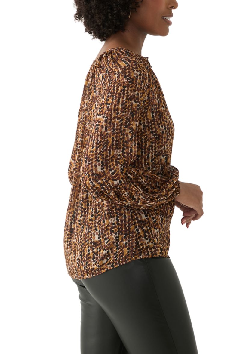 Womens Printed Lurex Blouse