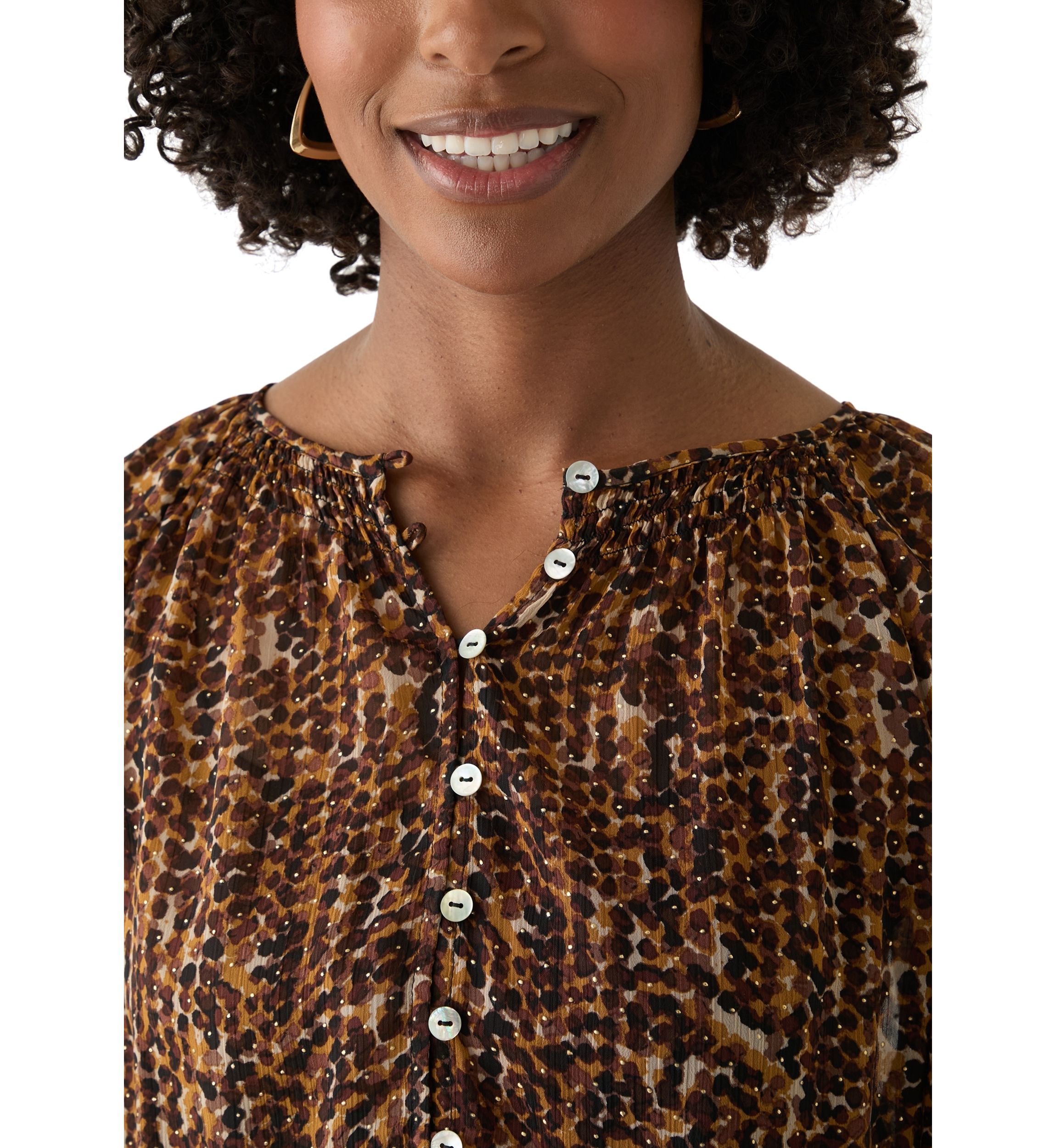 Womens Printed Lurex Blouse
