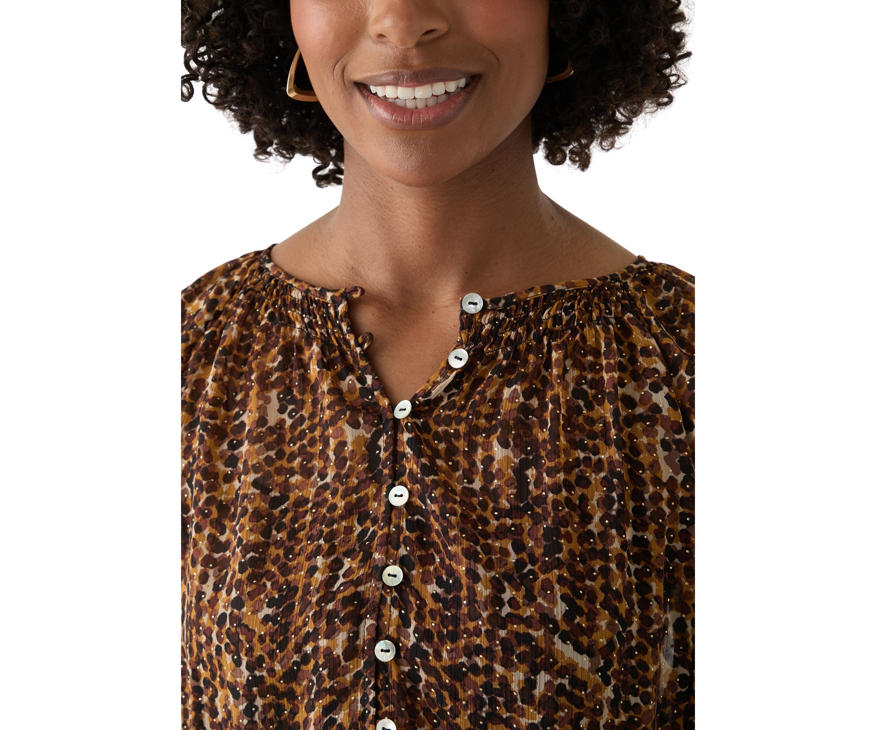 Womens Printed Lurex Blouse