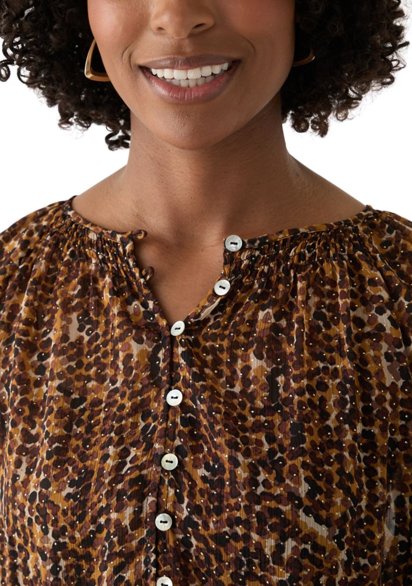 Womens Printed Lurex Blouse