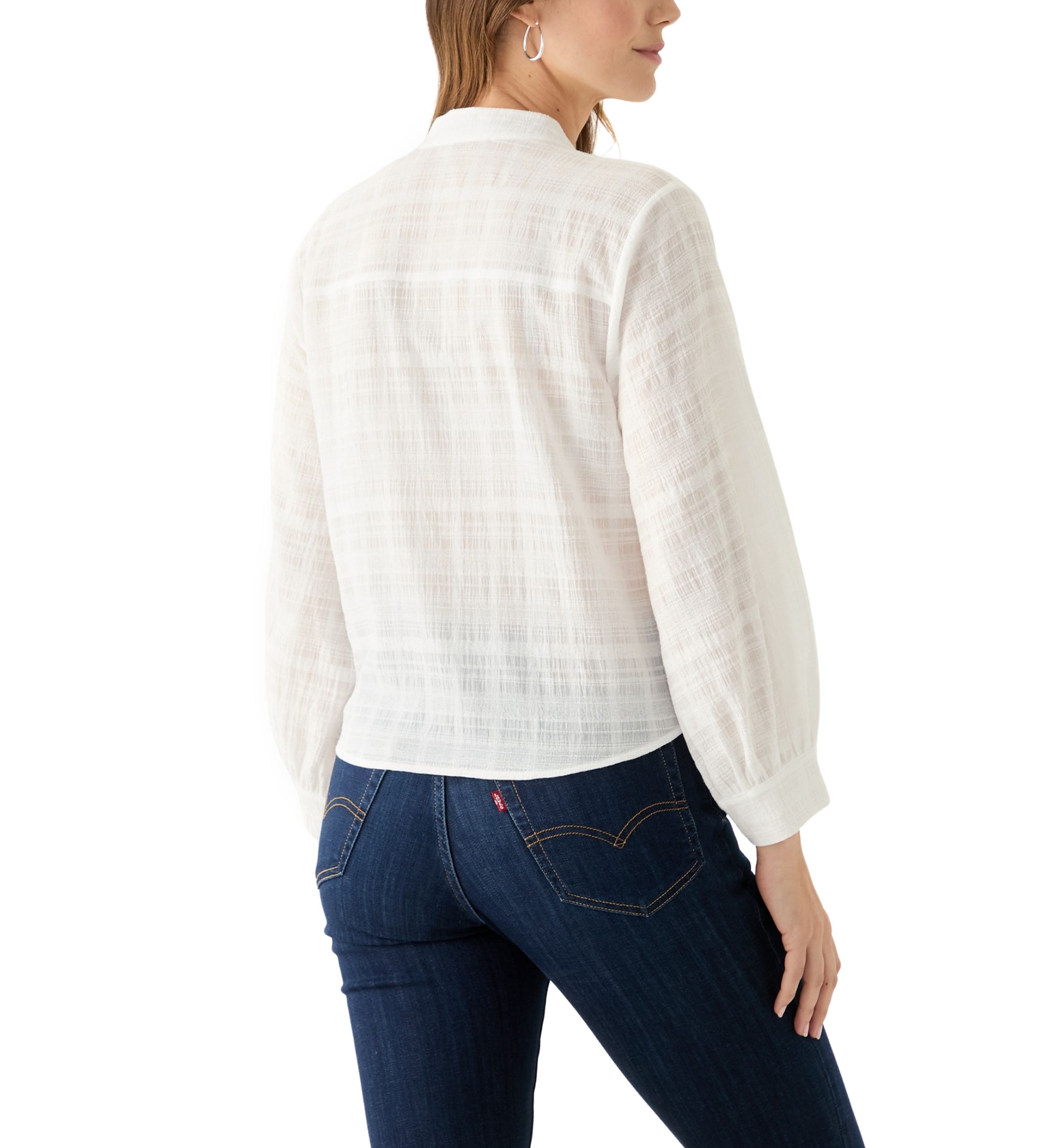 Womens Textured Tie Front Blouse