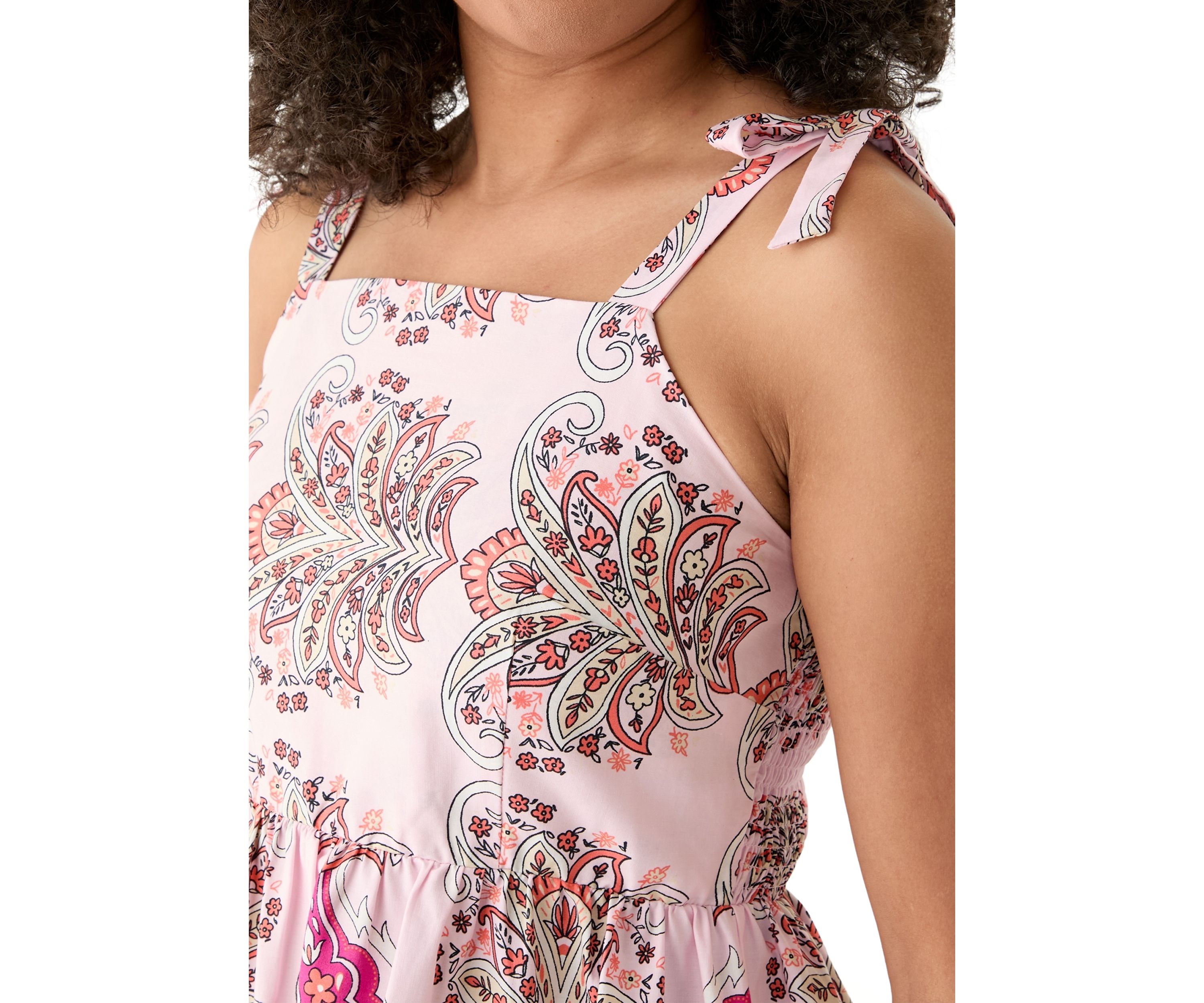 Tie Strap Printed Midi Dress