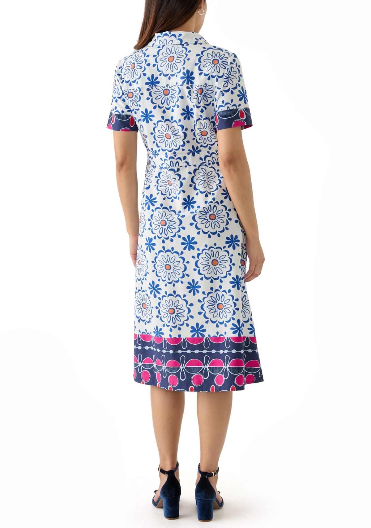 Womens Tie Waist Printed Midi Dress