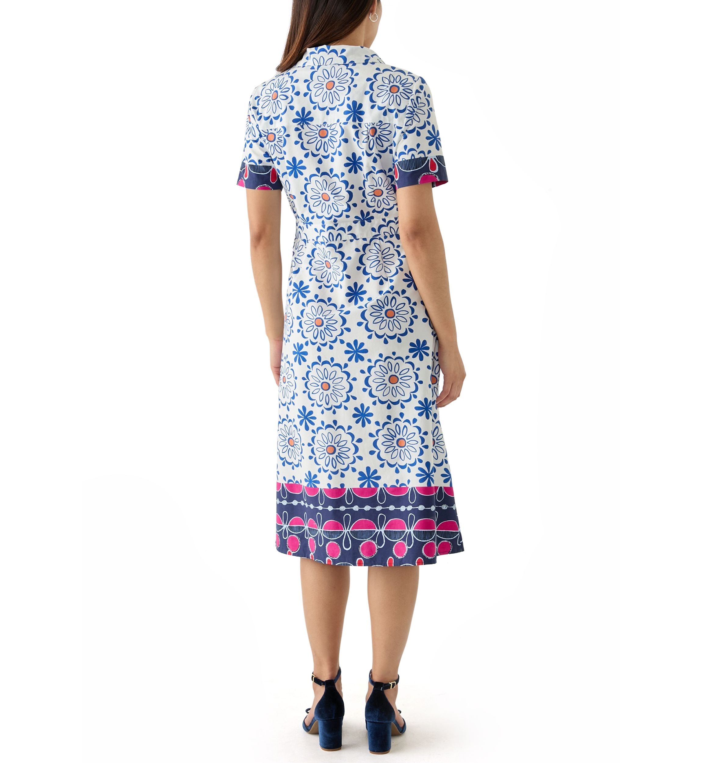 Womens Tie Waist Printed Midi Dress