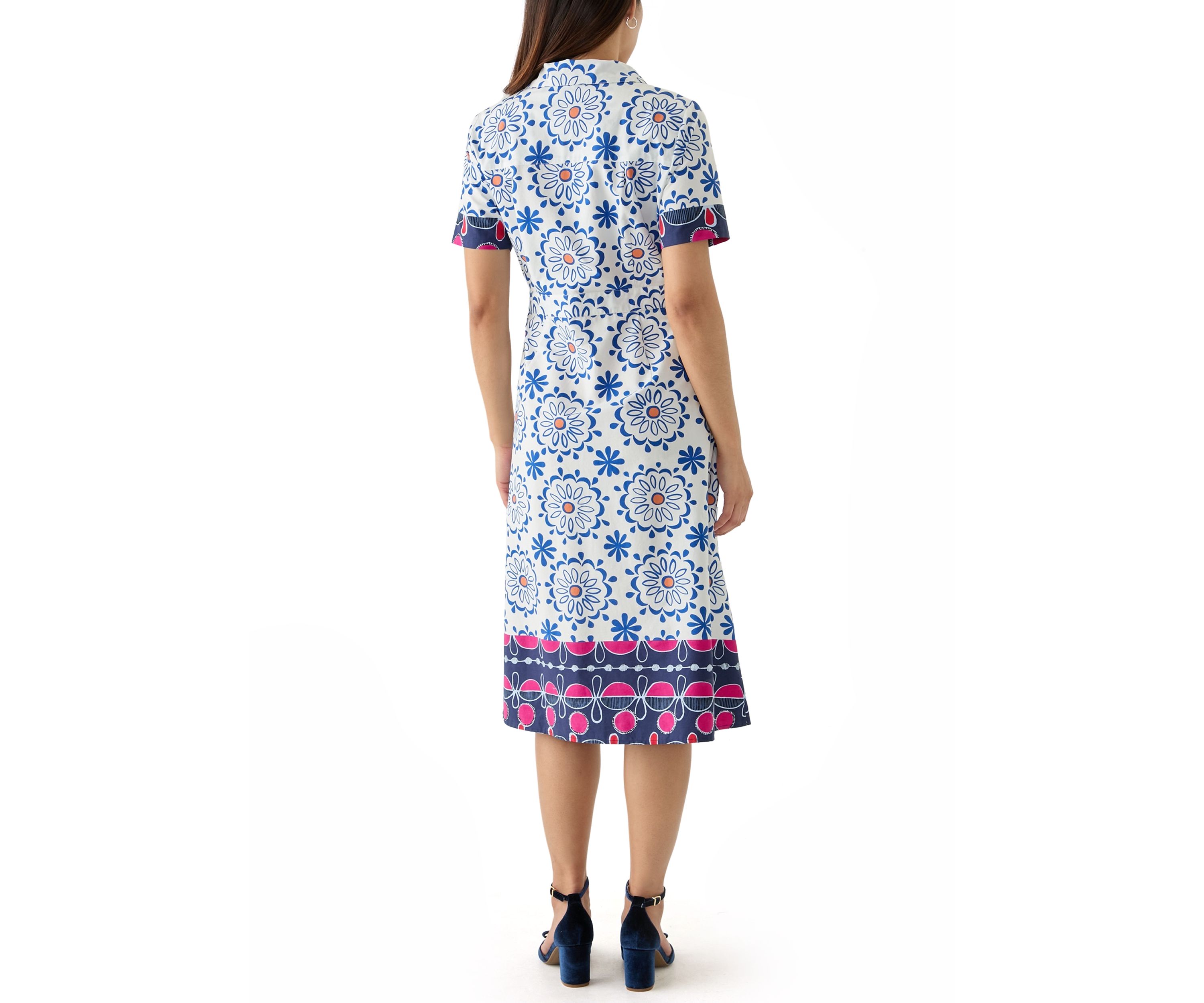 Womens Tie Waist Printed Midi Dress