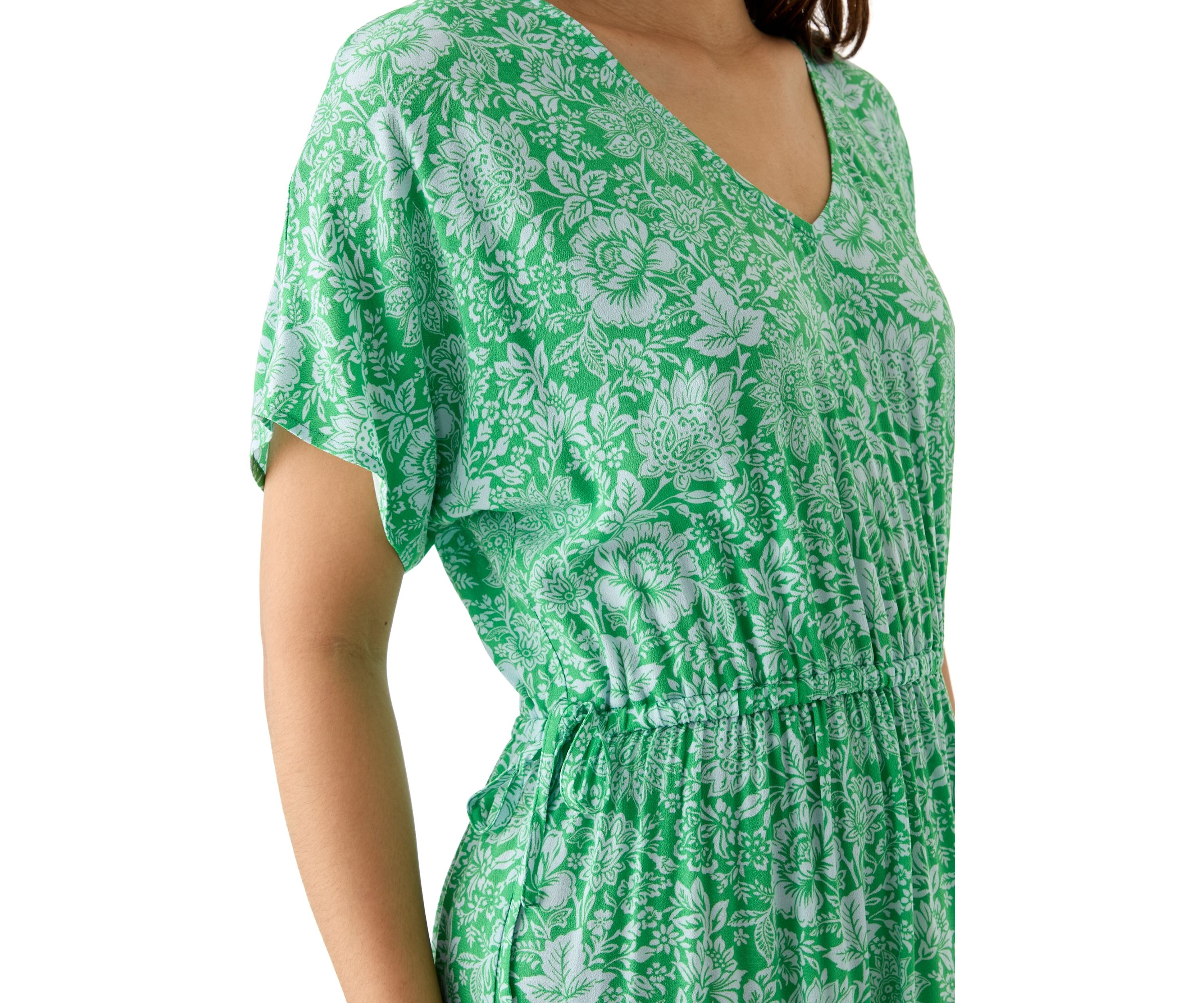 Womens Tie Waist Printed Midi Dress