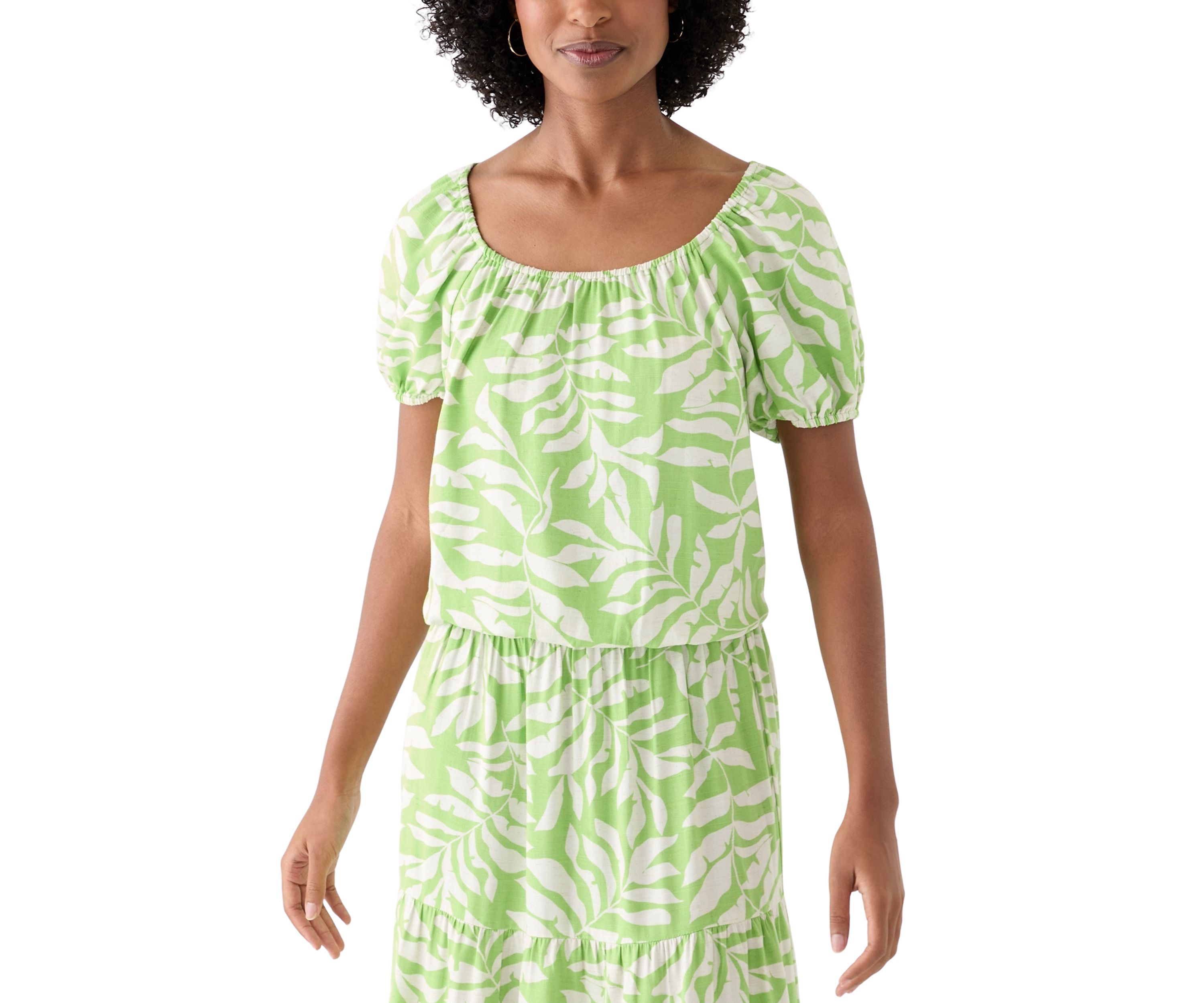 Womens Short Sleeve Printed Twill Top