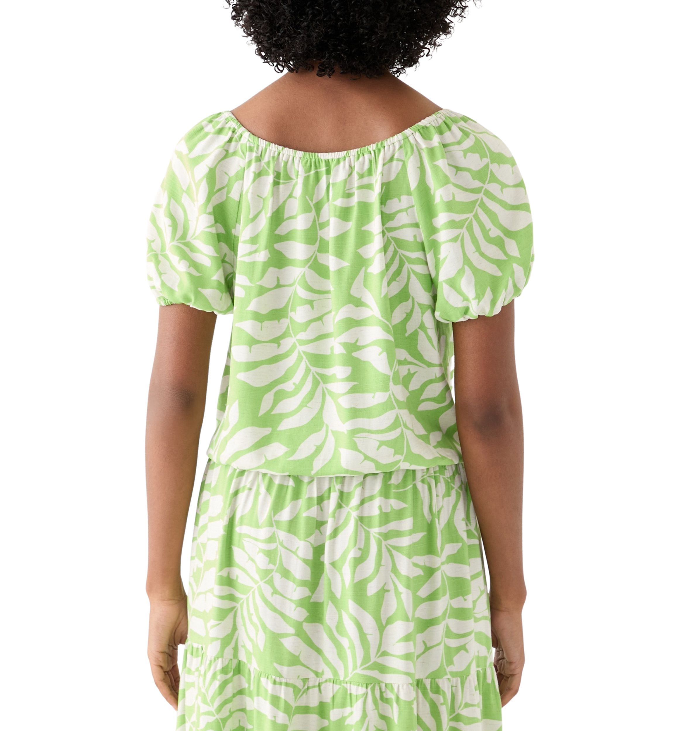 Womens Short Sleeve Printed Twill Top