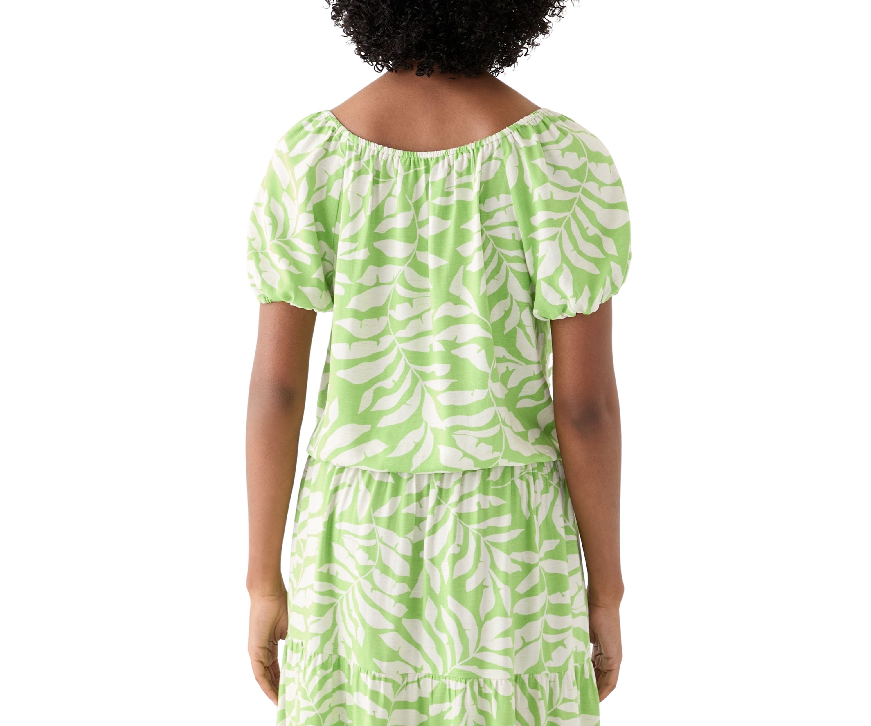 Womens Short Sleeve Printed Twill Top