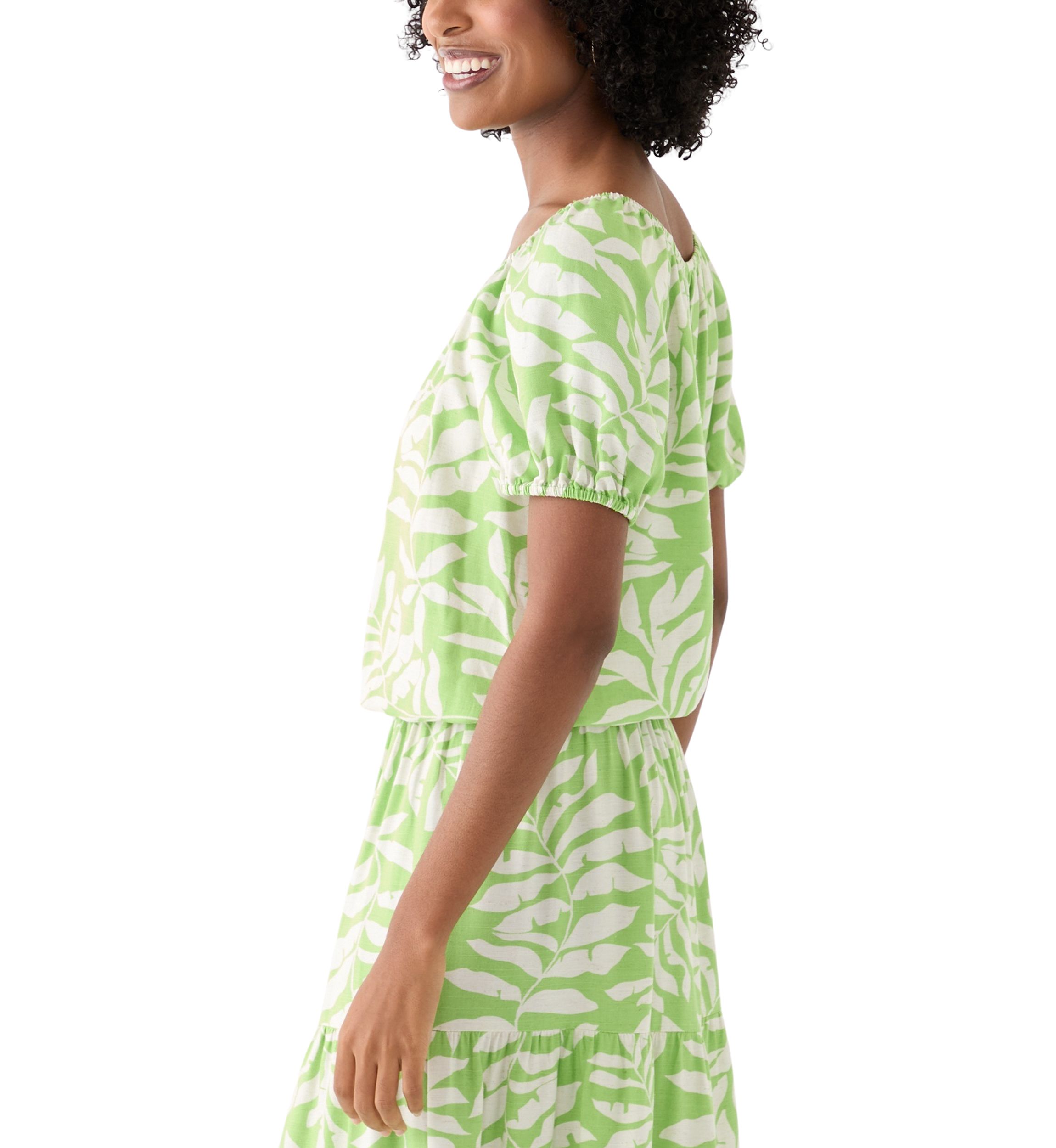 Womens Short Sleeve Printed Twill Top