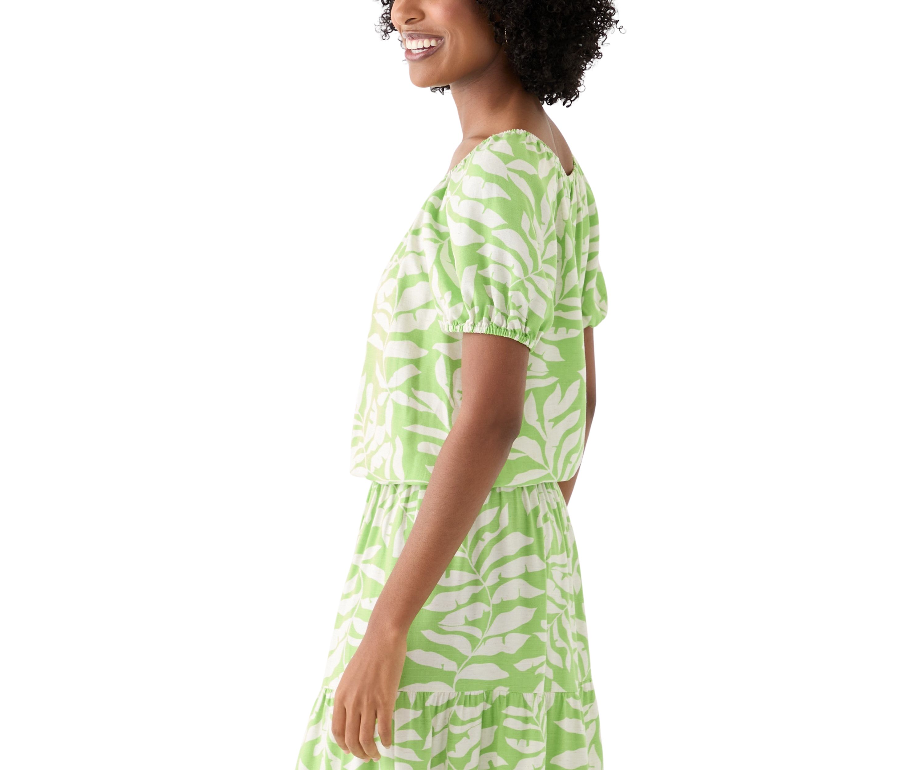 Womens Short Sleeve Printed Twill Top