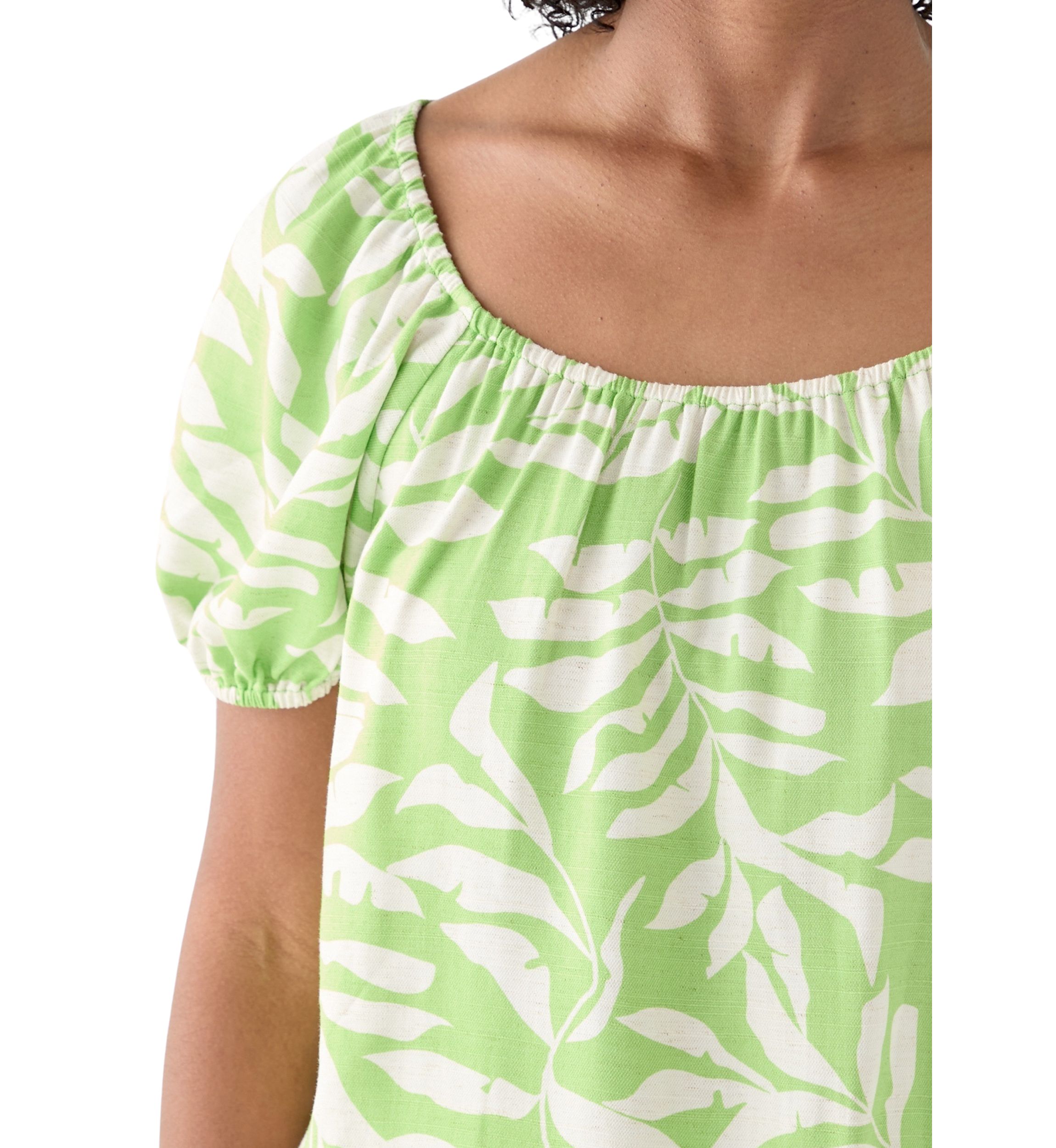 Womens Short Sleeve Printed Twill Top