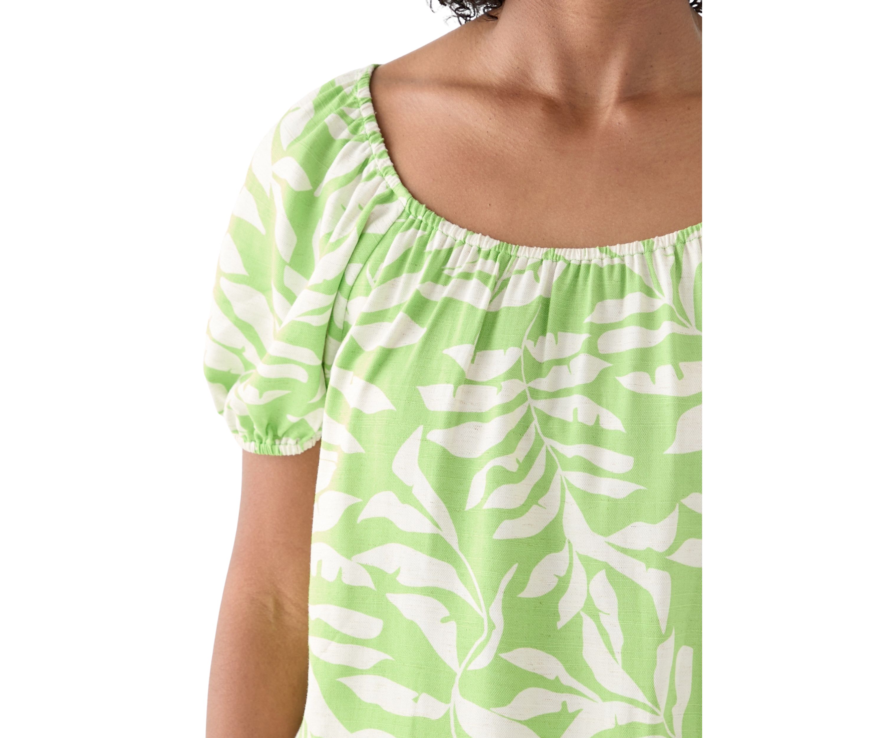 Womens Short Sleeve Printed Twill Top