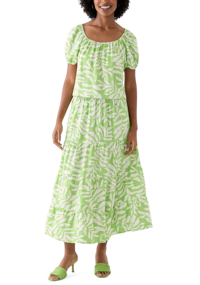 Womens Short Sleeve Printed Twill Top