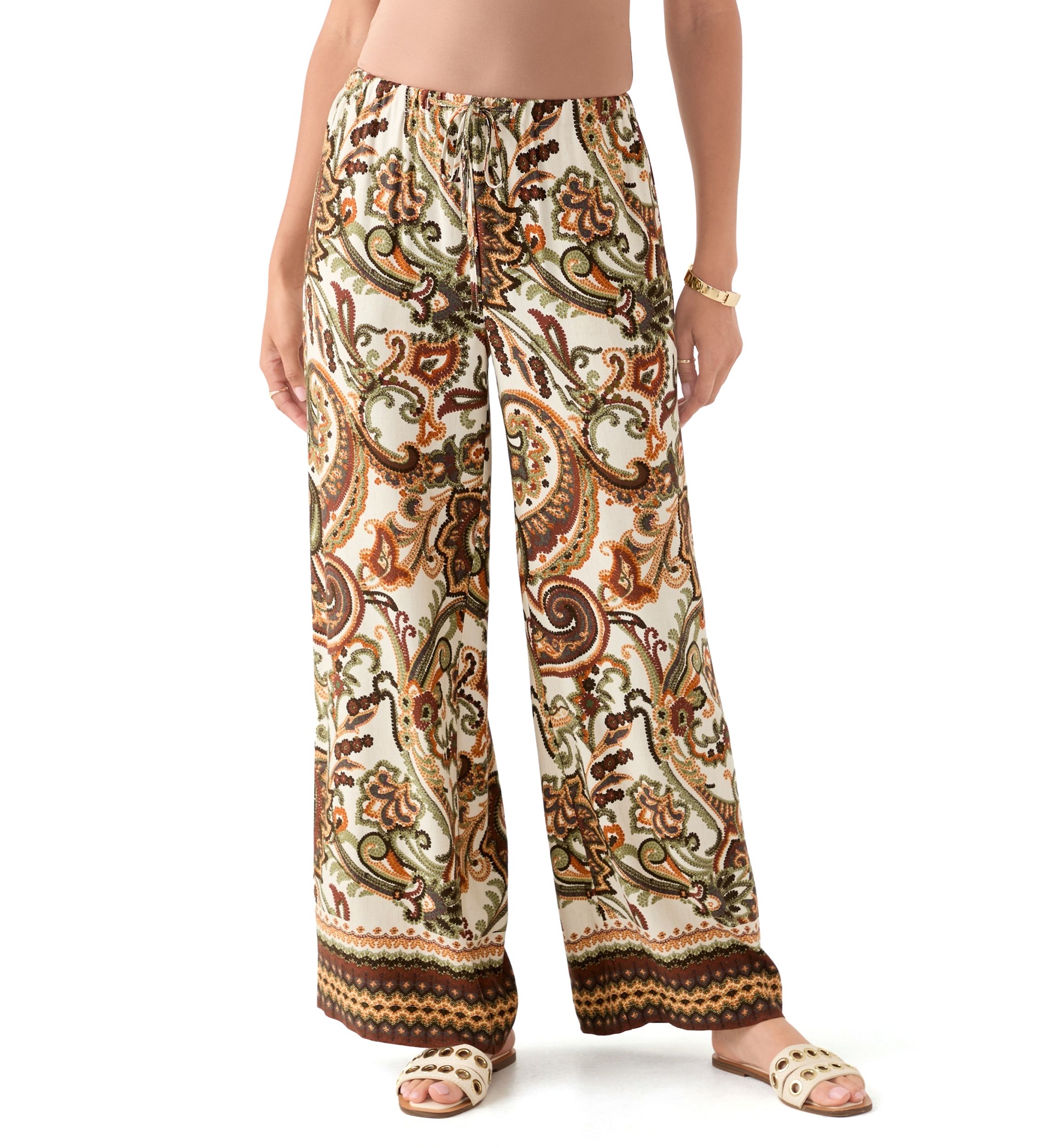 Womens Wide Leg Printed Pants