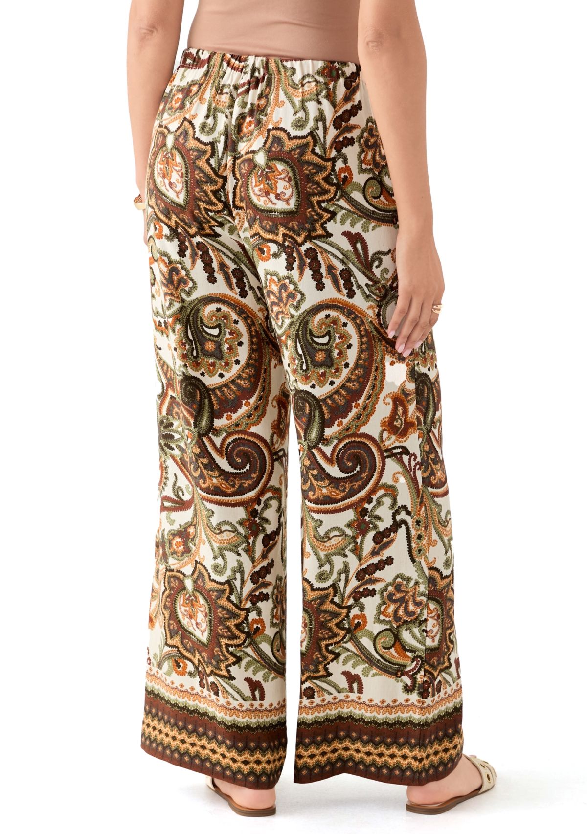 Womens Wide Leg Printed Pants