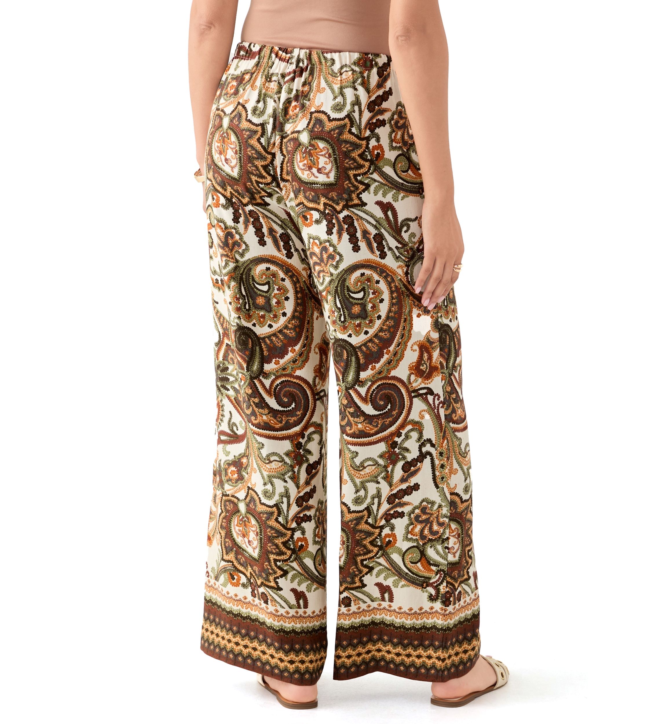 Womens Wide Leg Printed Pants