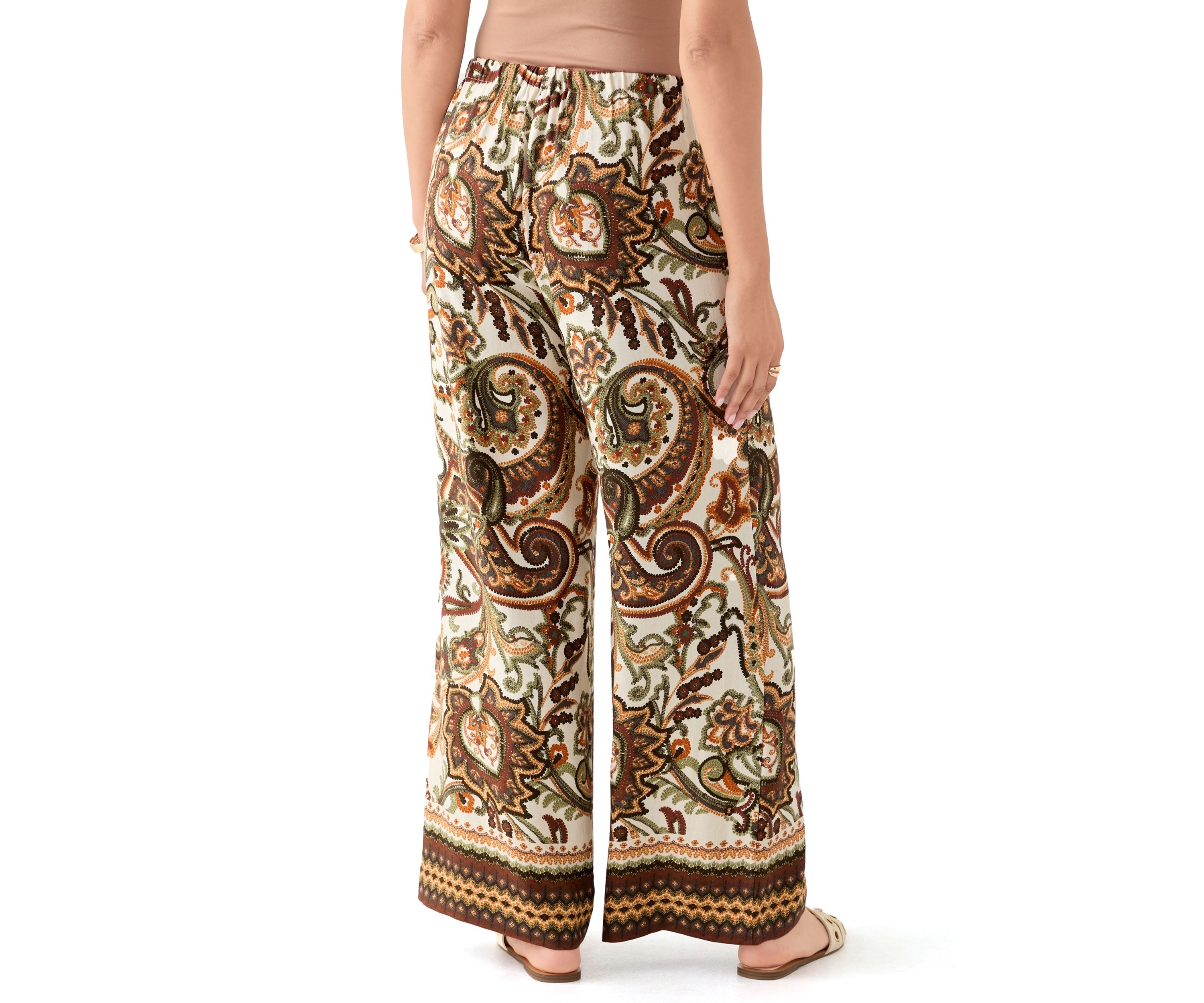 Womens Wide Leg Printed Pants