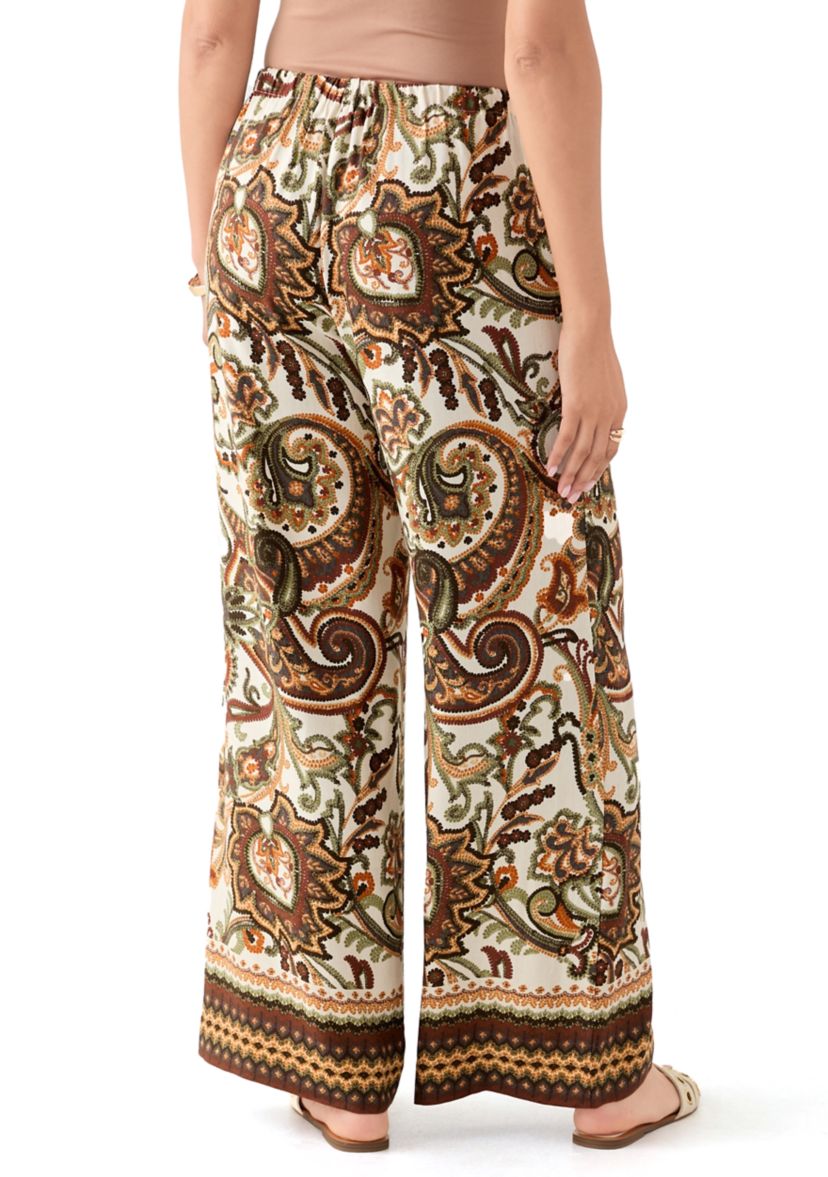 Womens Wide Leg Printed Pants