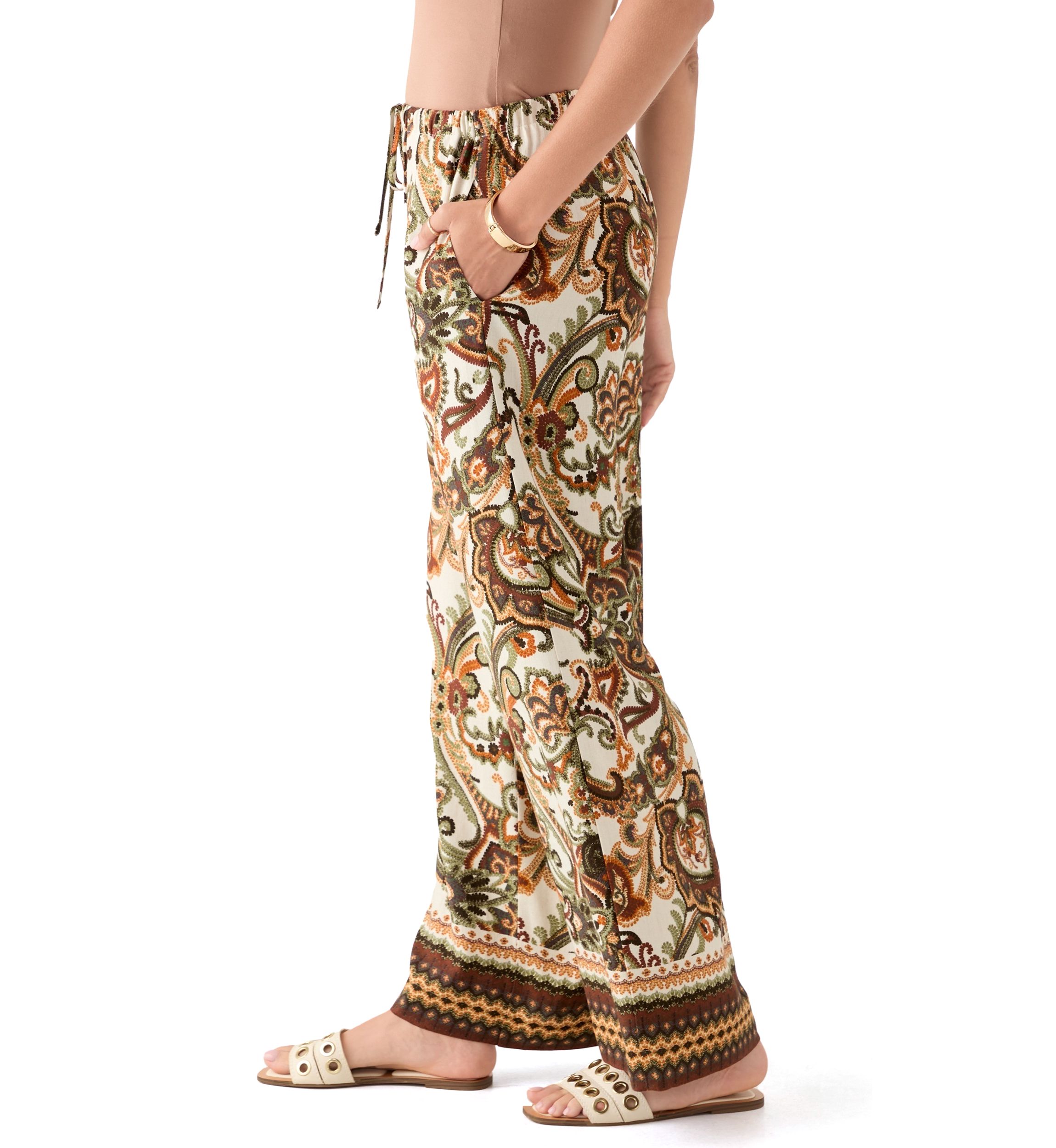 Womens Wide Leg Printed Pants