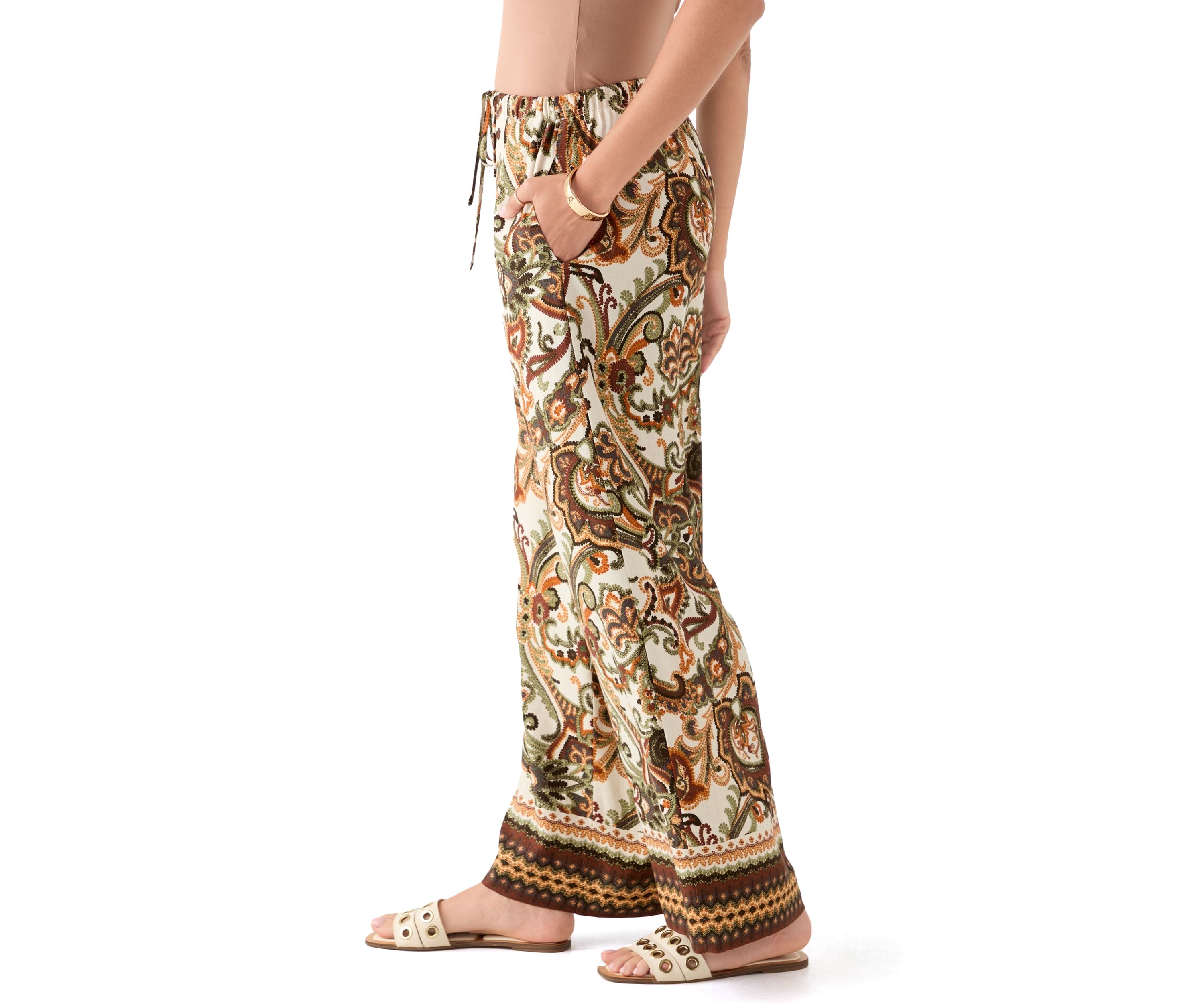 Womens Wide Leg Printed Pants