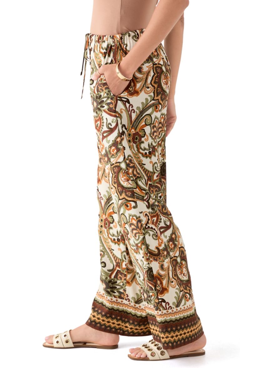 Womens Wide Leg Printed Pants