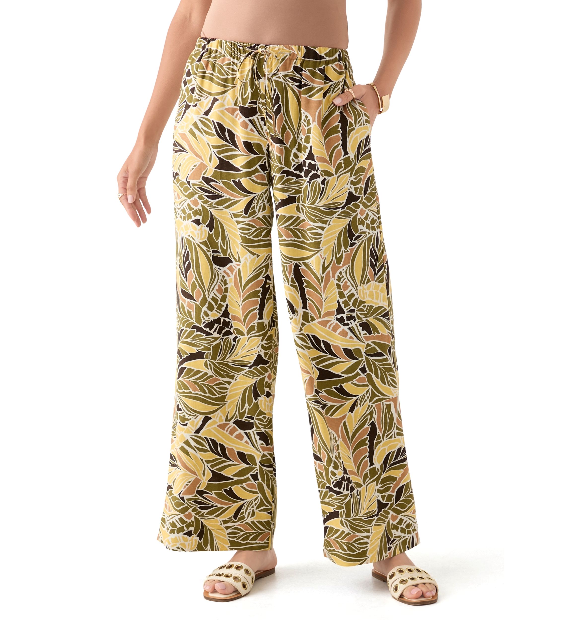 Womens Printed Wide Leg Pants