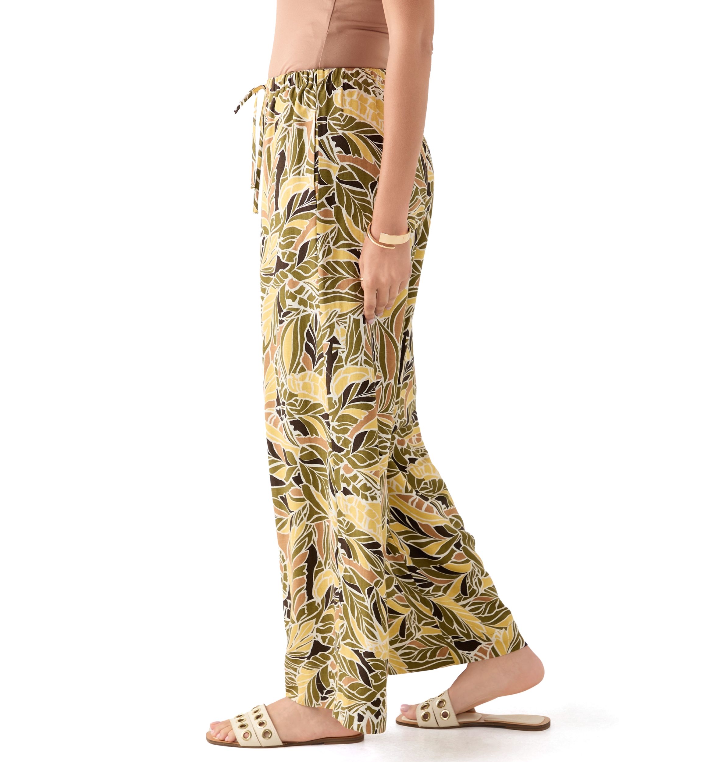 Womens Printed Wide Leg Pants