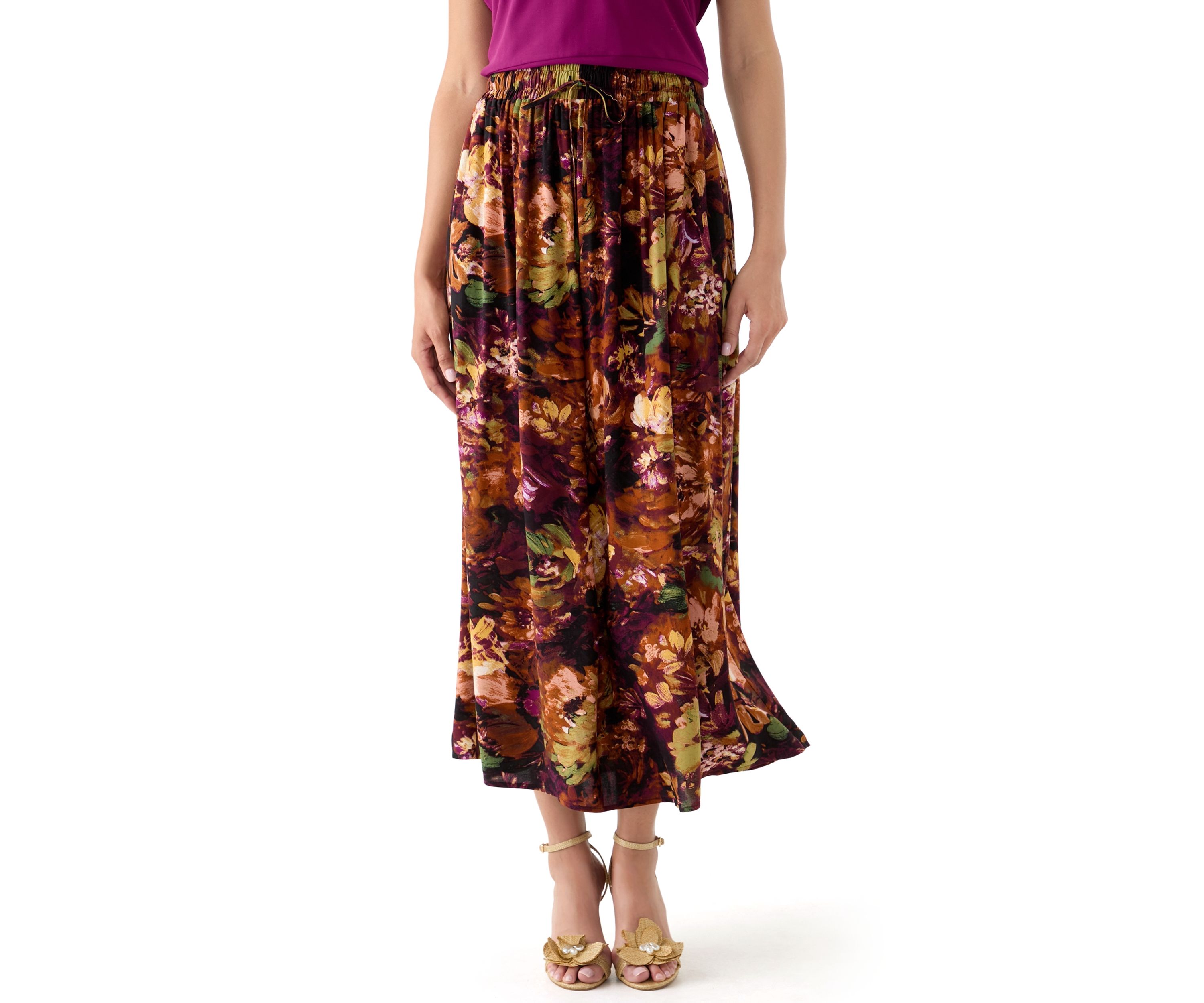 Womens Printed Midi Skirt
