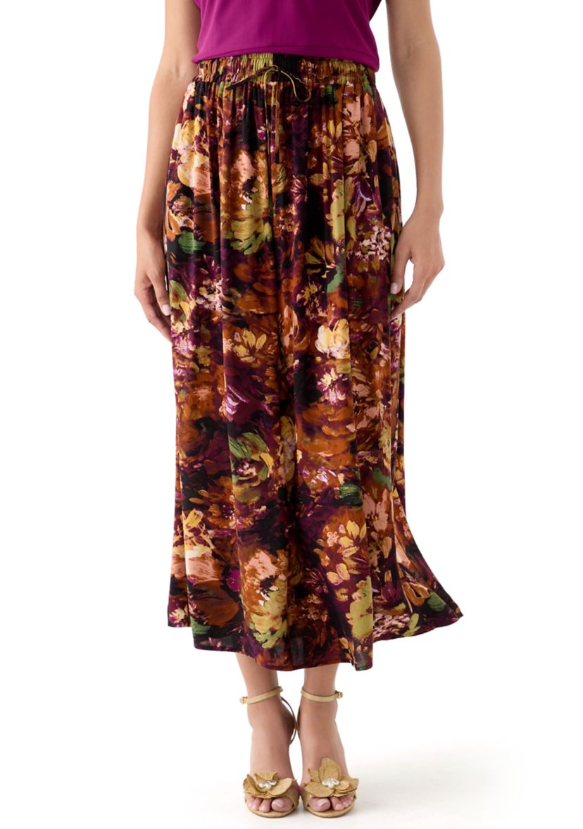 Womens Printed Midi Skirt