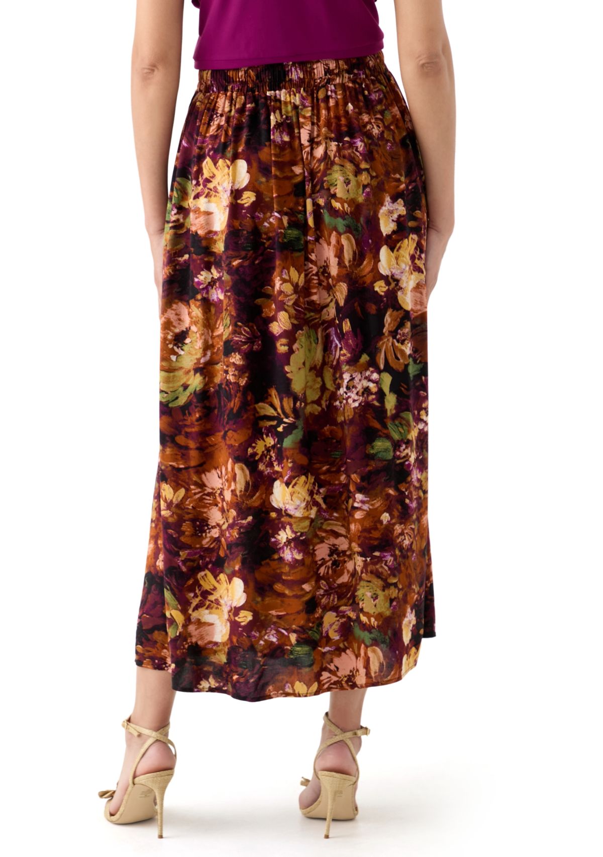 Womens Printed Midi Skirt