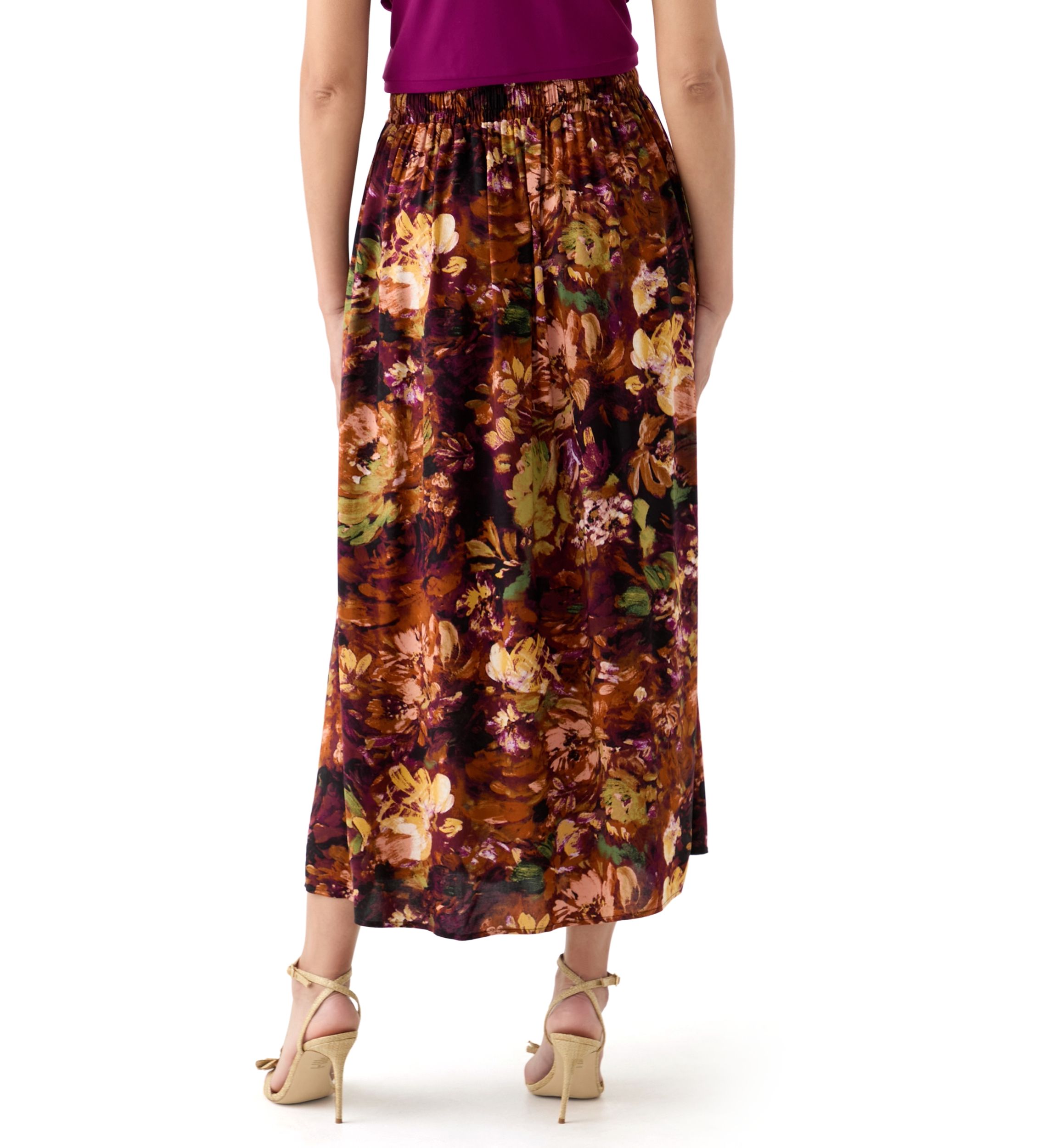 Womens Printed Midi Skirt