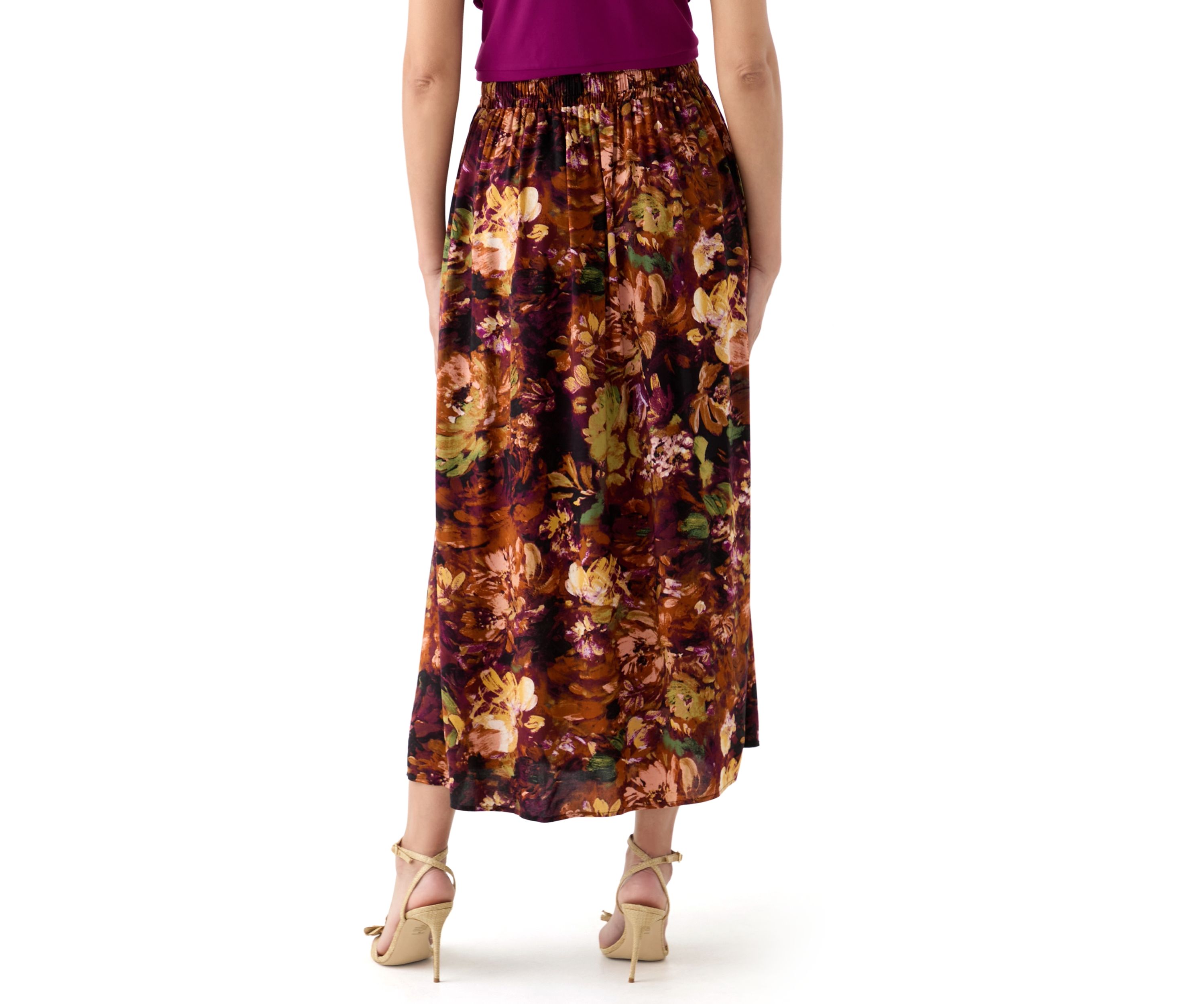 Womens Printed Midi Skirt