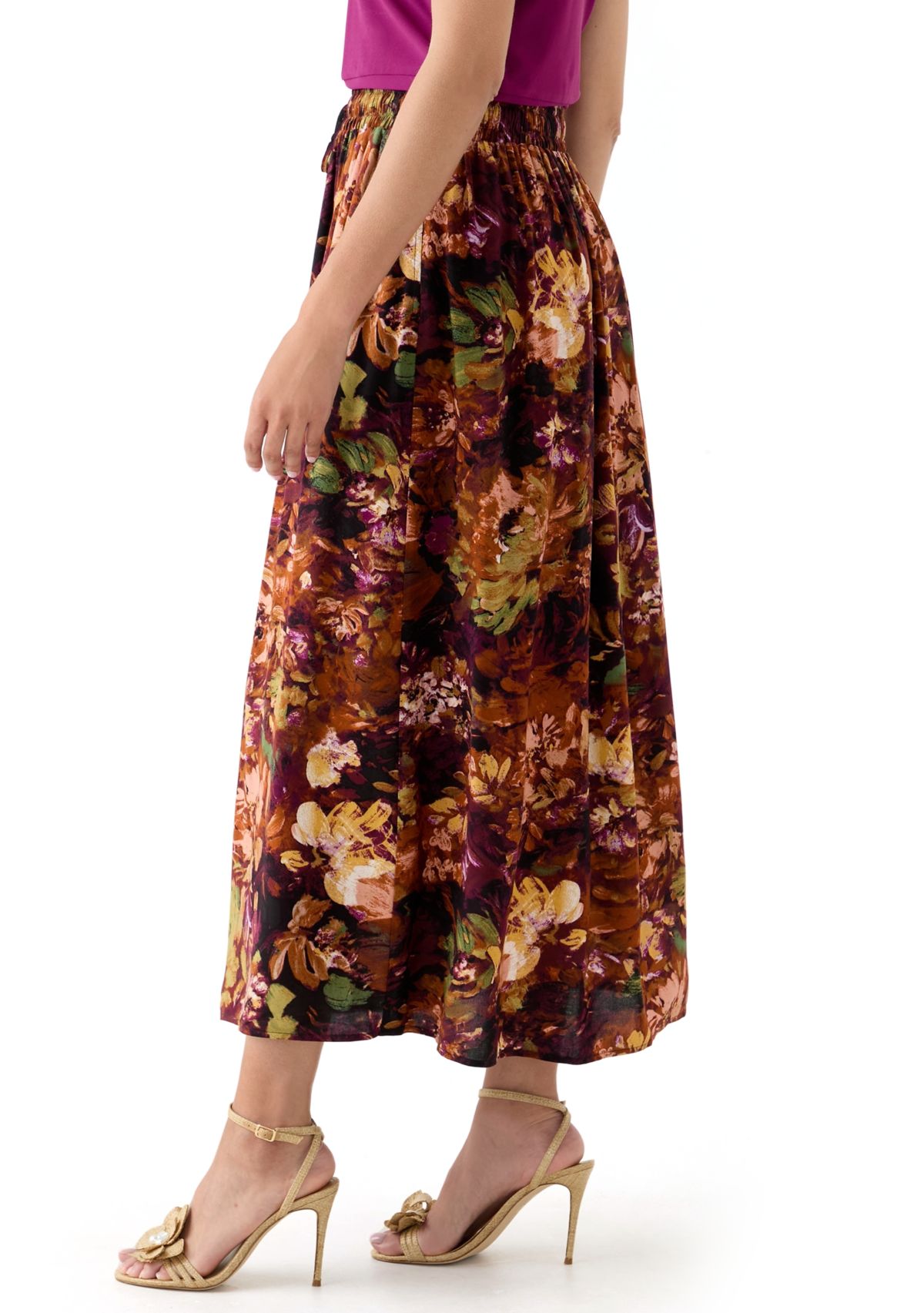 Womens Printed Midi Skirt