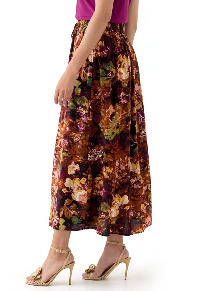 Womens Printed Midi Skirt