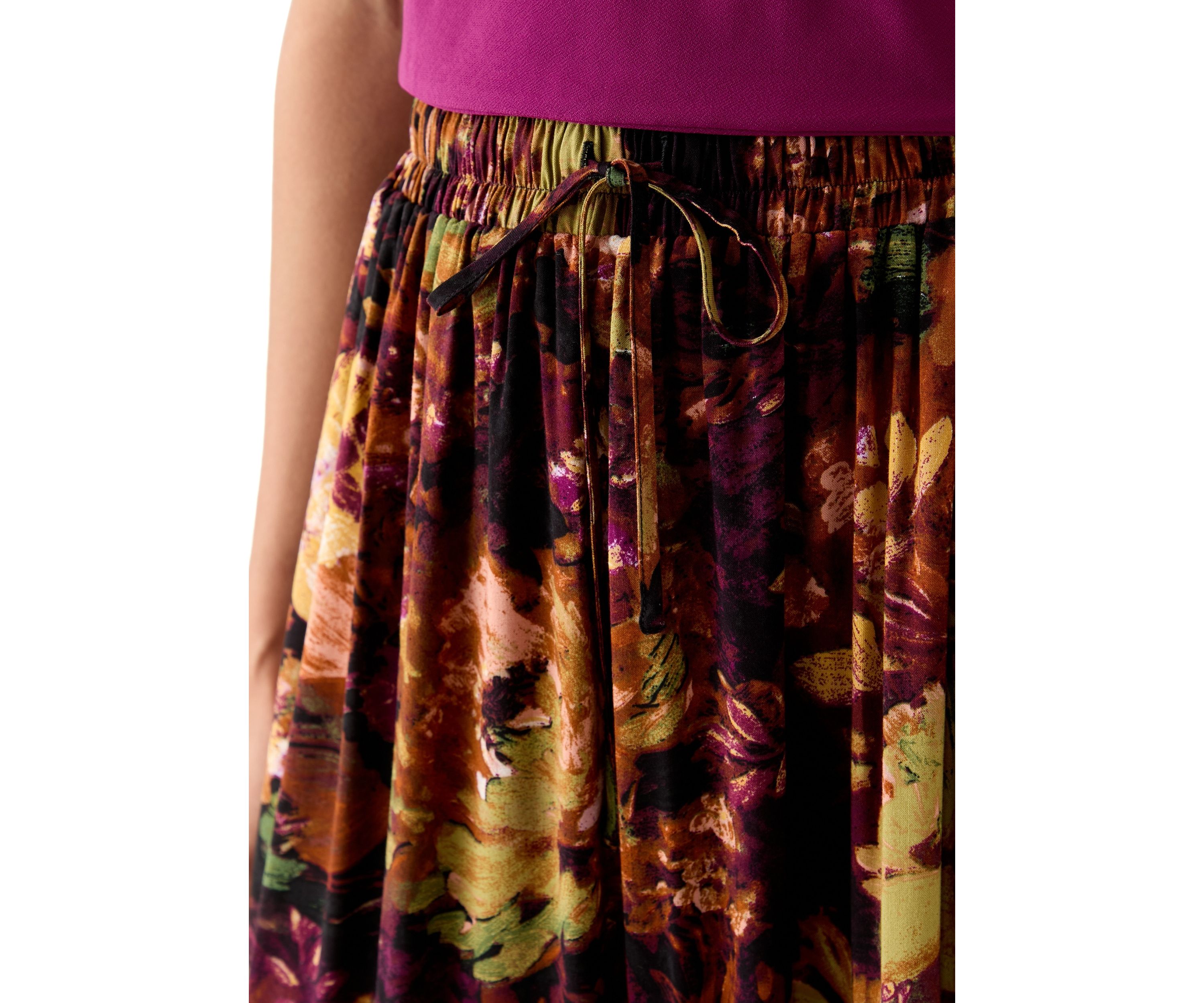 Womens Printed Midi Skirt