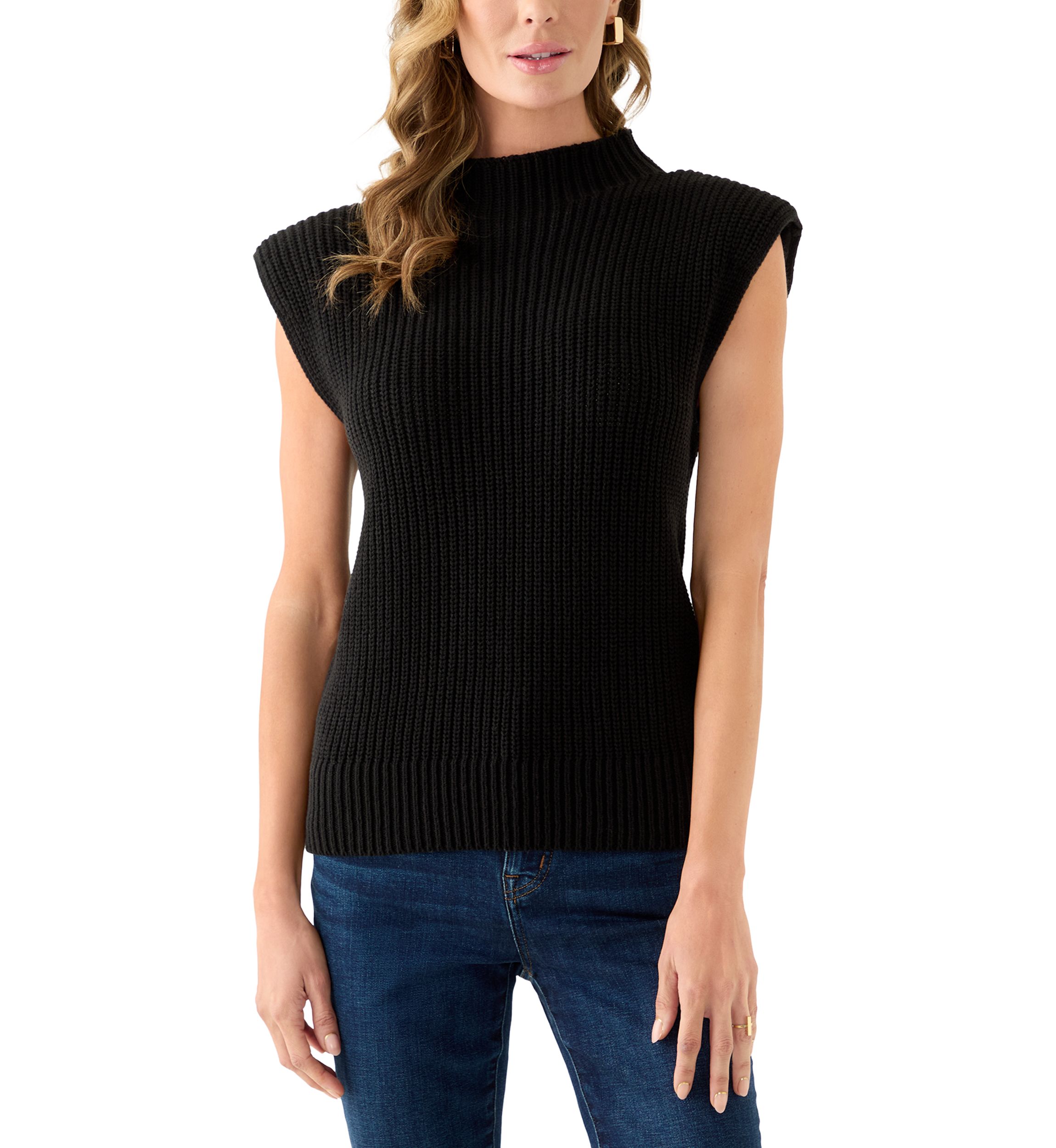 Womens Sleeveless Mock Neck Sweater 
