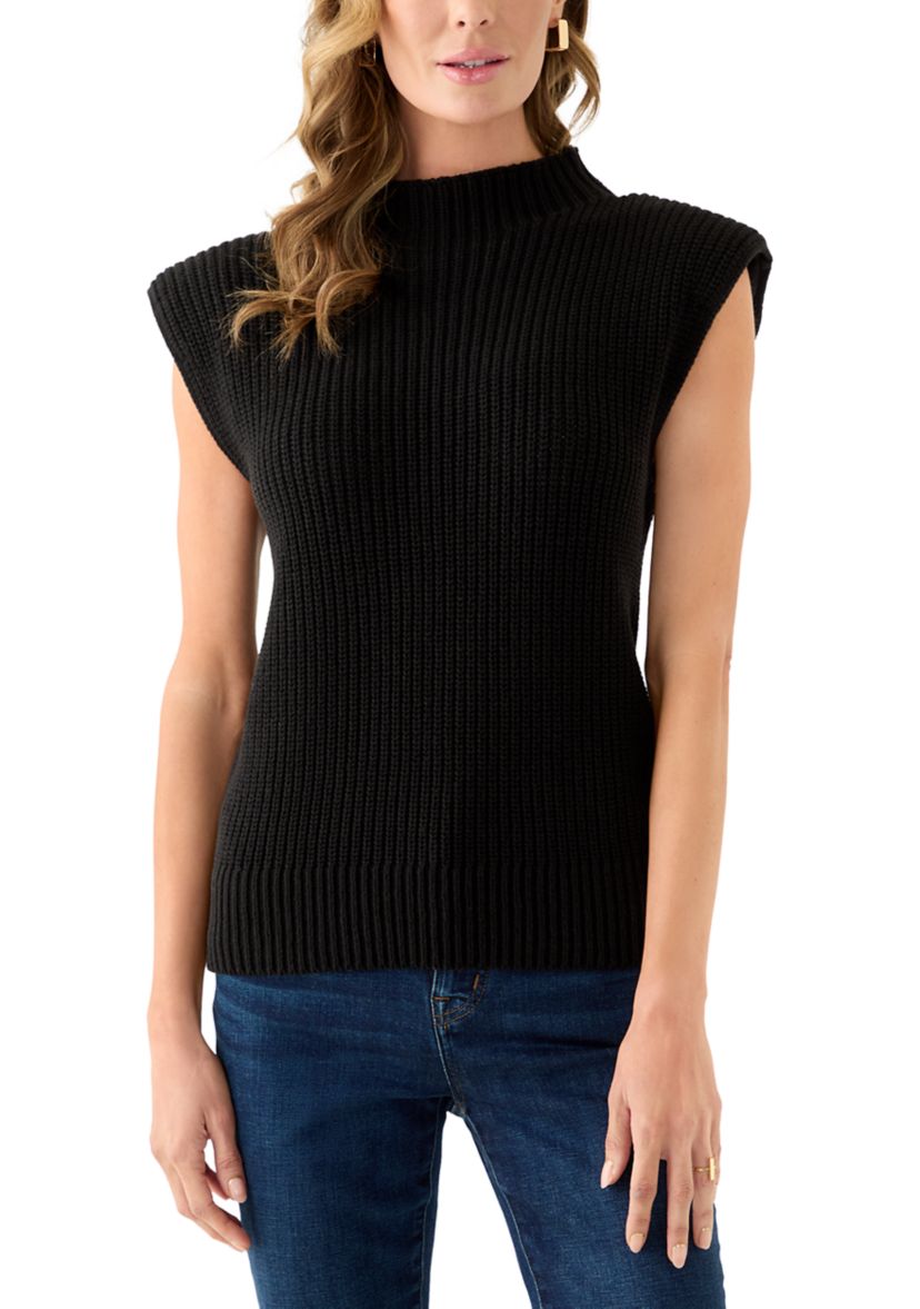 Womens Sleeveless Mock Neck Sweater 