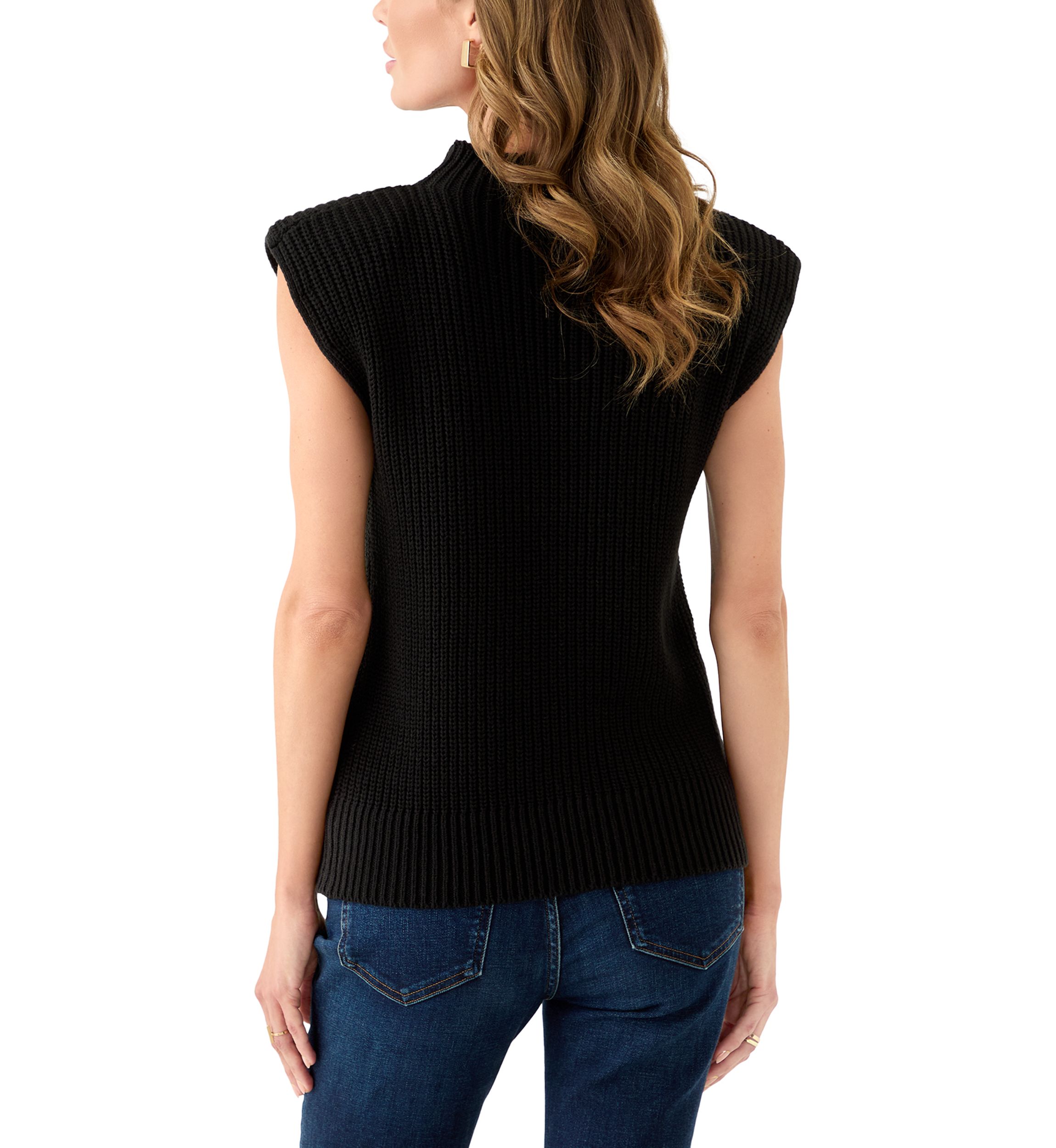 Womens Sleeveless Mock Neck Sweater 