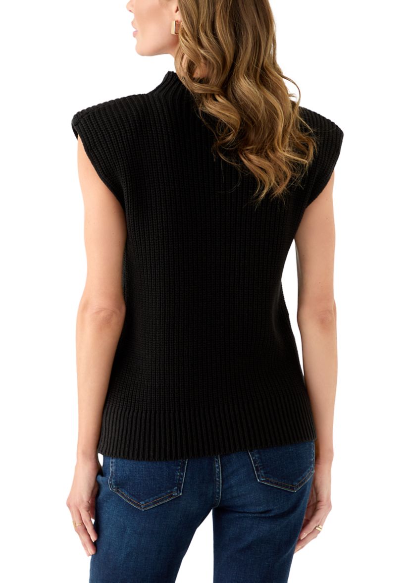 Womens Sleeveless Mock Neck Sweater 