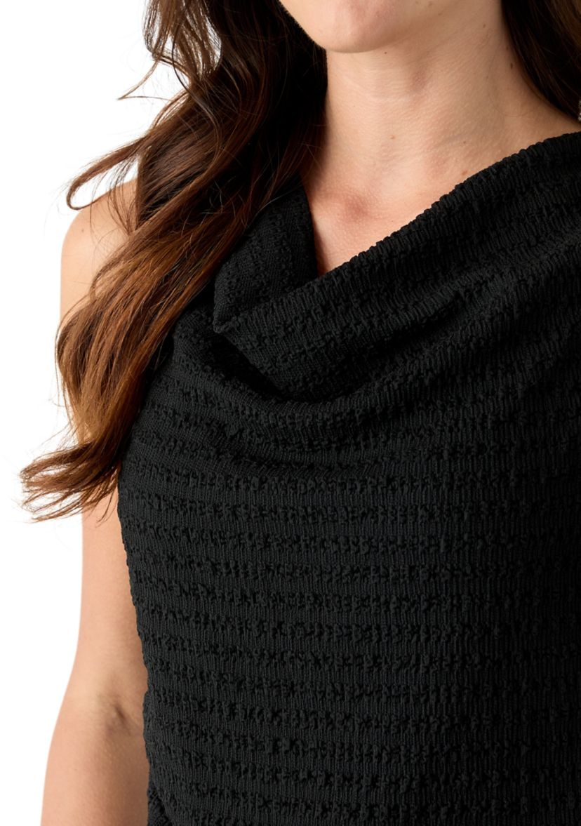 Womens Sleeveless Cowl Neck Textured Knit Top