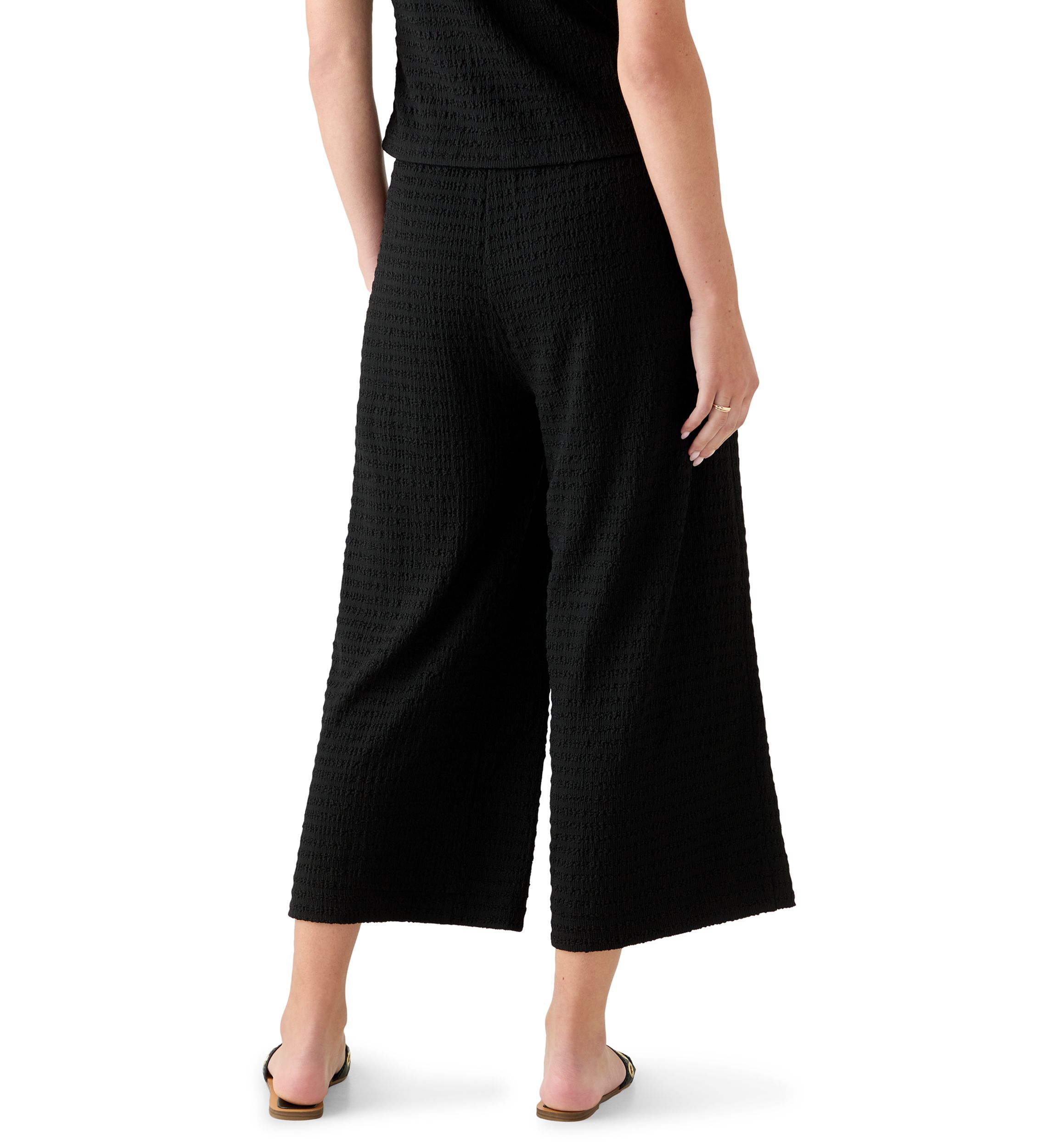 Womens Textured Knit Wide Leg Pants