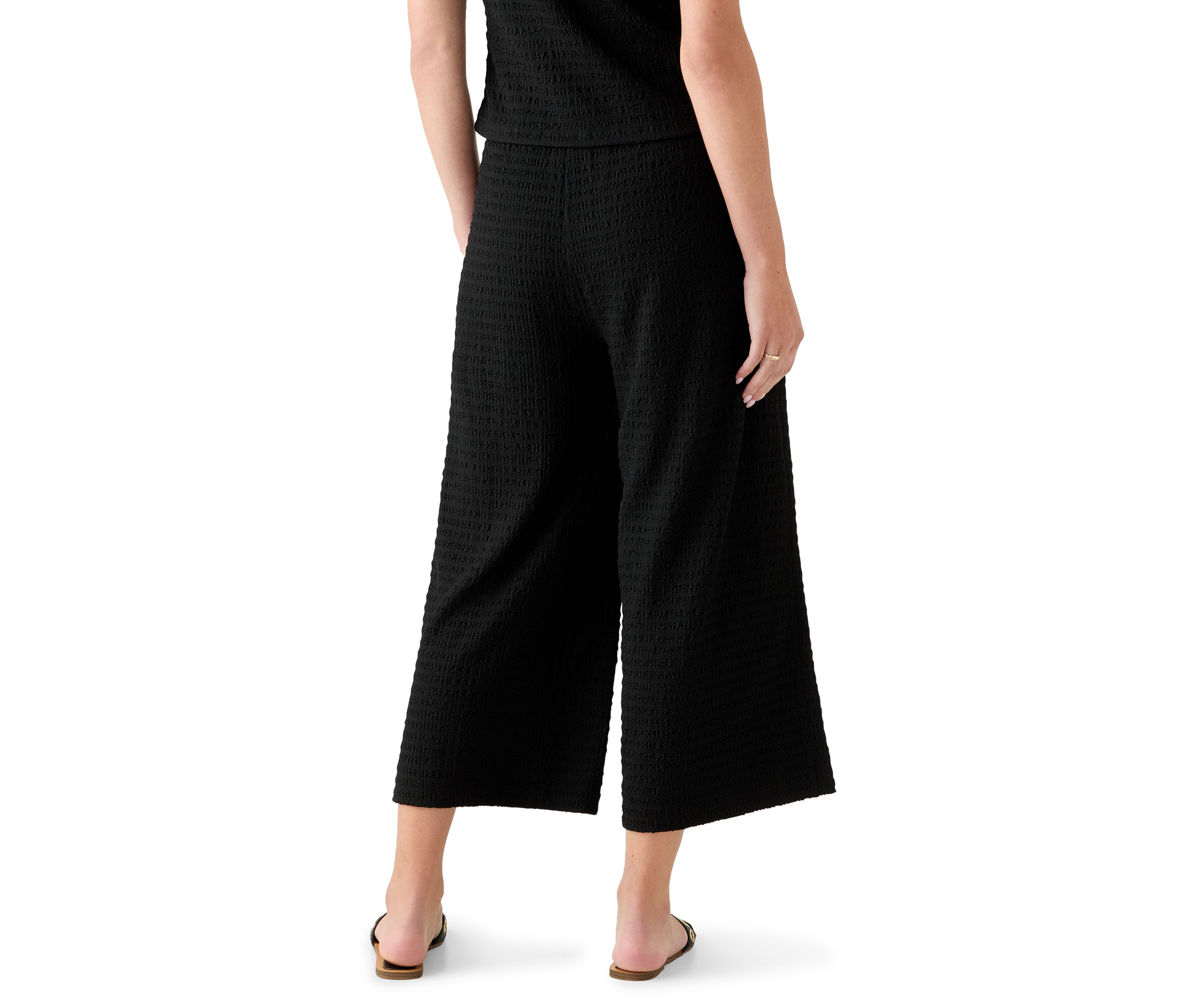 Womens Textured Knit Wide Leg Pants