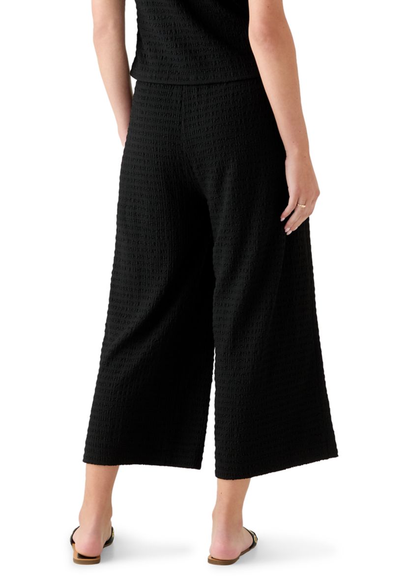 Womens Textured Knit Wide Leg Pants