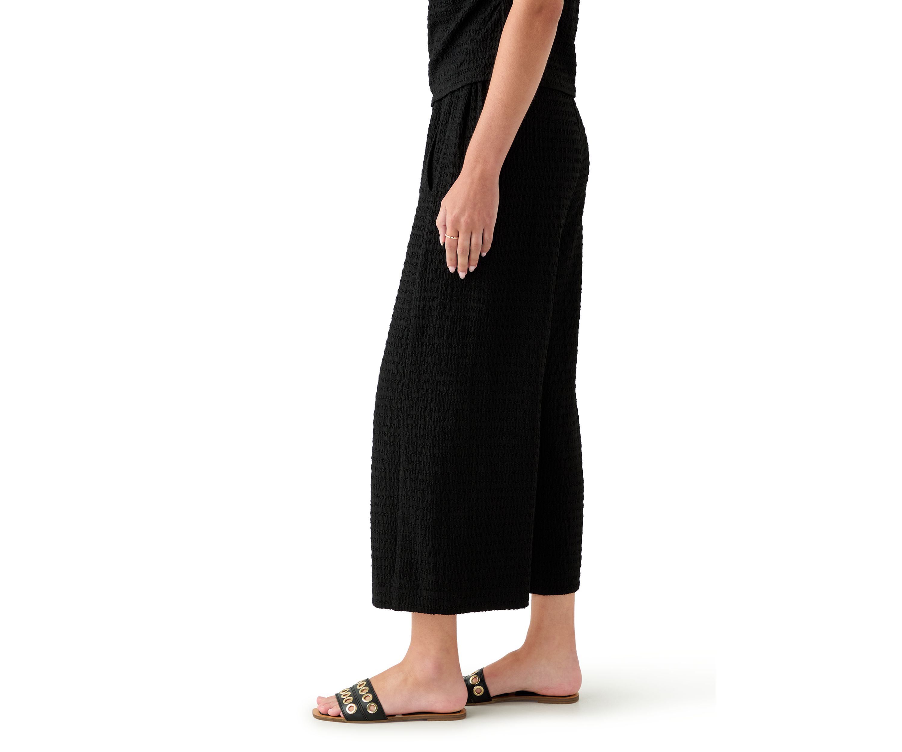 Womens Textured Knit Wide Leg Pants
